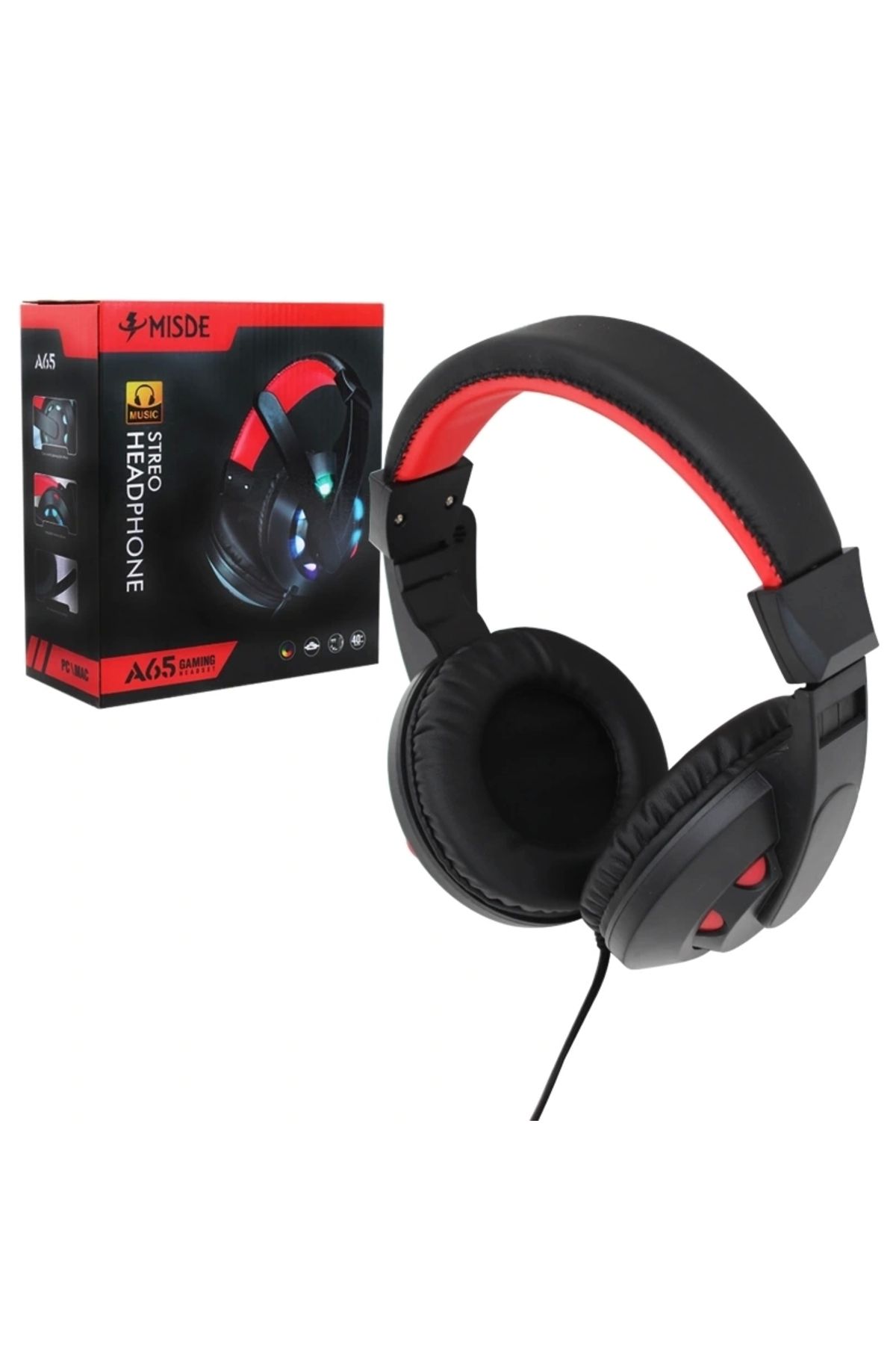 shopwave MAGICVOICE A-65 MİSDE 3.5MM AUX GİRİŞLİ RGB IŞIKLI KULAKÜSTÜ MİKROFONLU OYUNCU KULAKLIK (5047)