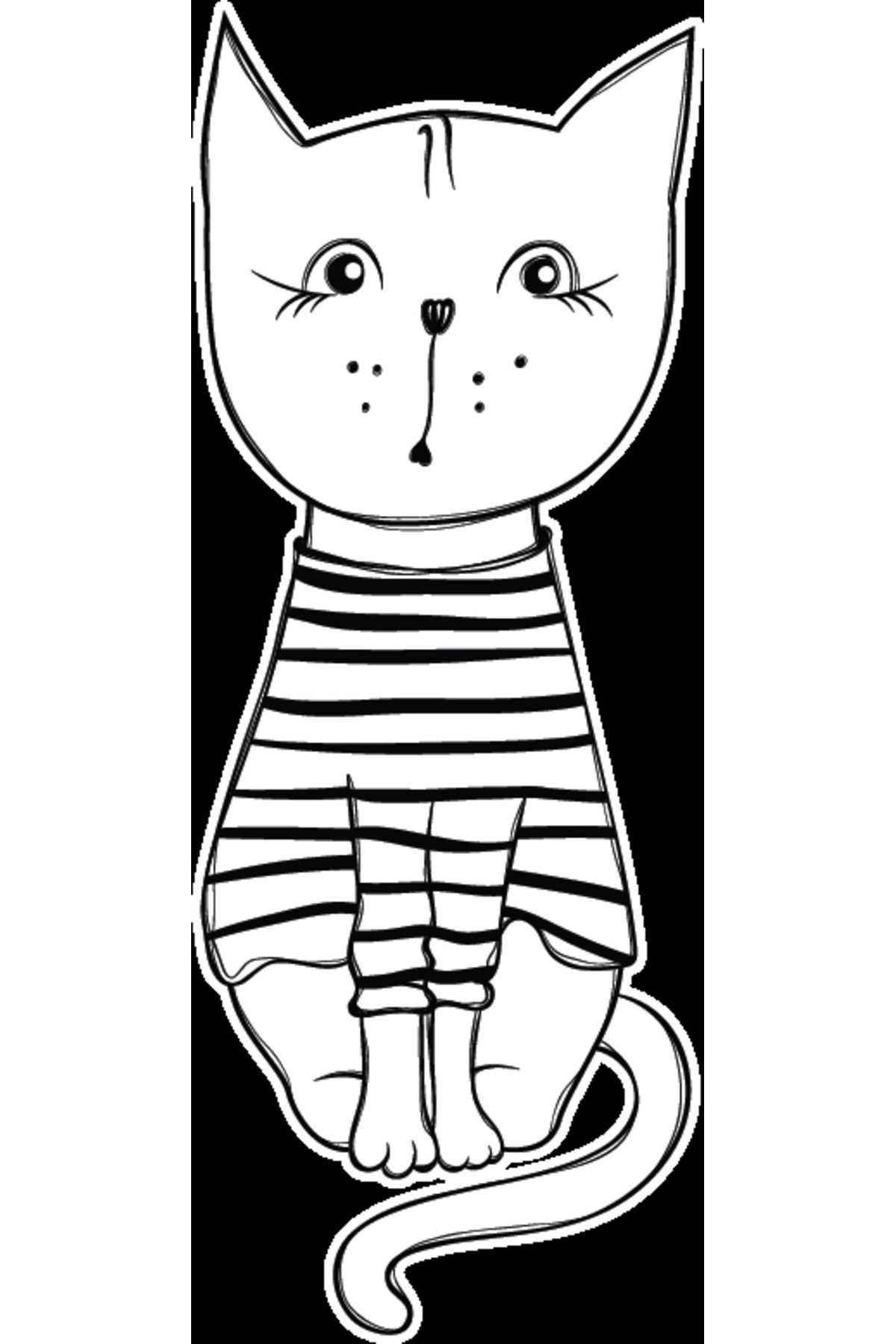 Reysa Tasarım Çizgili Kazaklı Kedi Duvar Stickerı