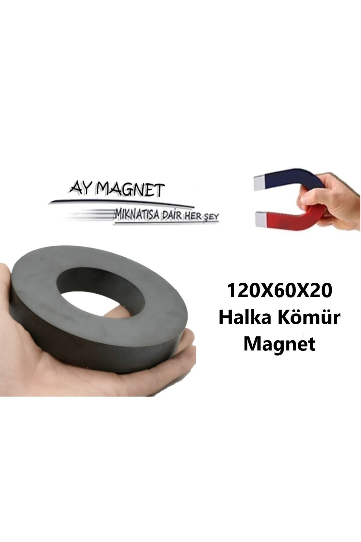 Elioure İki adet 120x60x20 mm delikli ferit seramik oksit kömür mıknatısı, siyah