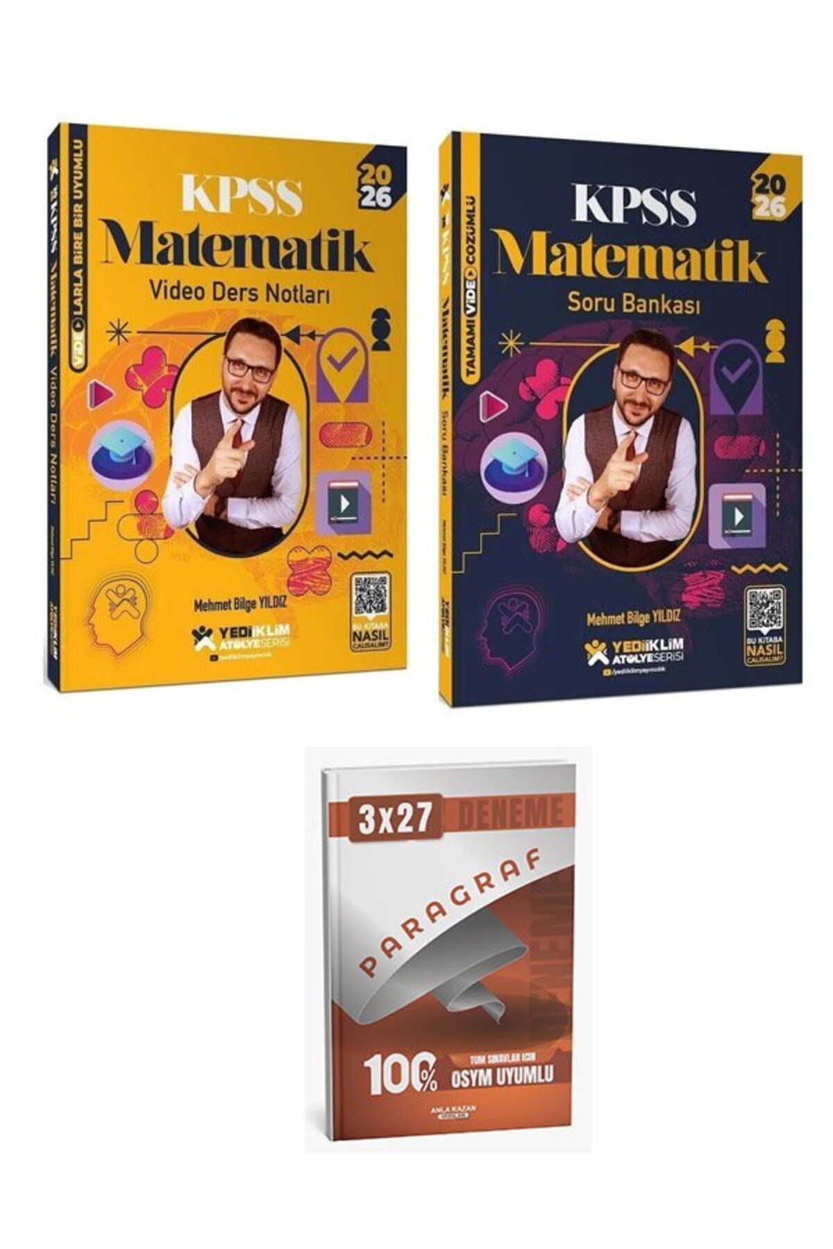 Anla Kazan Yayınları Yediiklim 2026 KPSS Matematik Atölye Video Ders Notları + Soru Bankası 2 li Set+Anla Kazan Paragraf