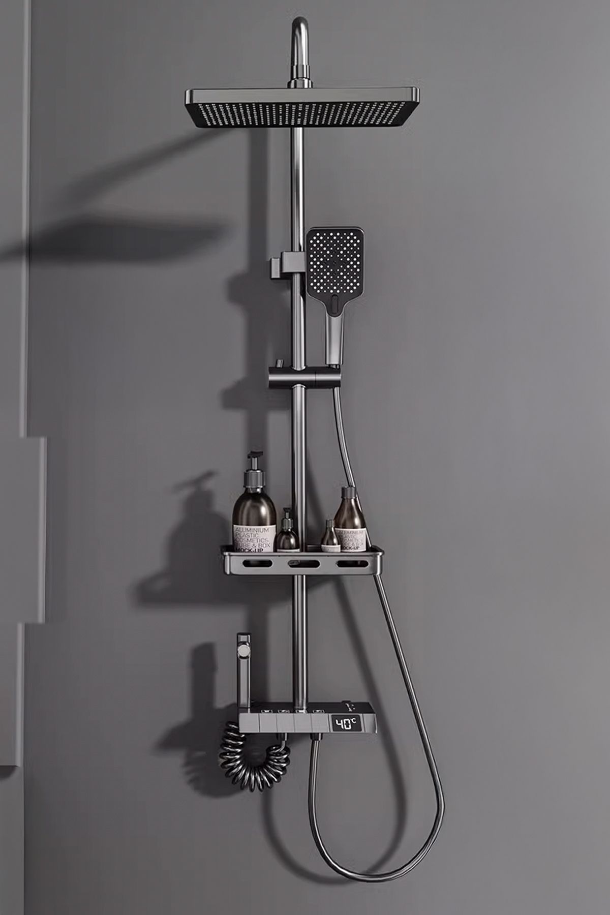 ROBO Dijital Led Göstergeli Piyano Tuşlu Termostatik Banyo Batarya Duş Sistemi