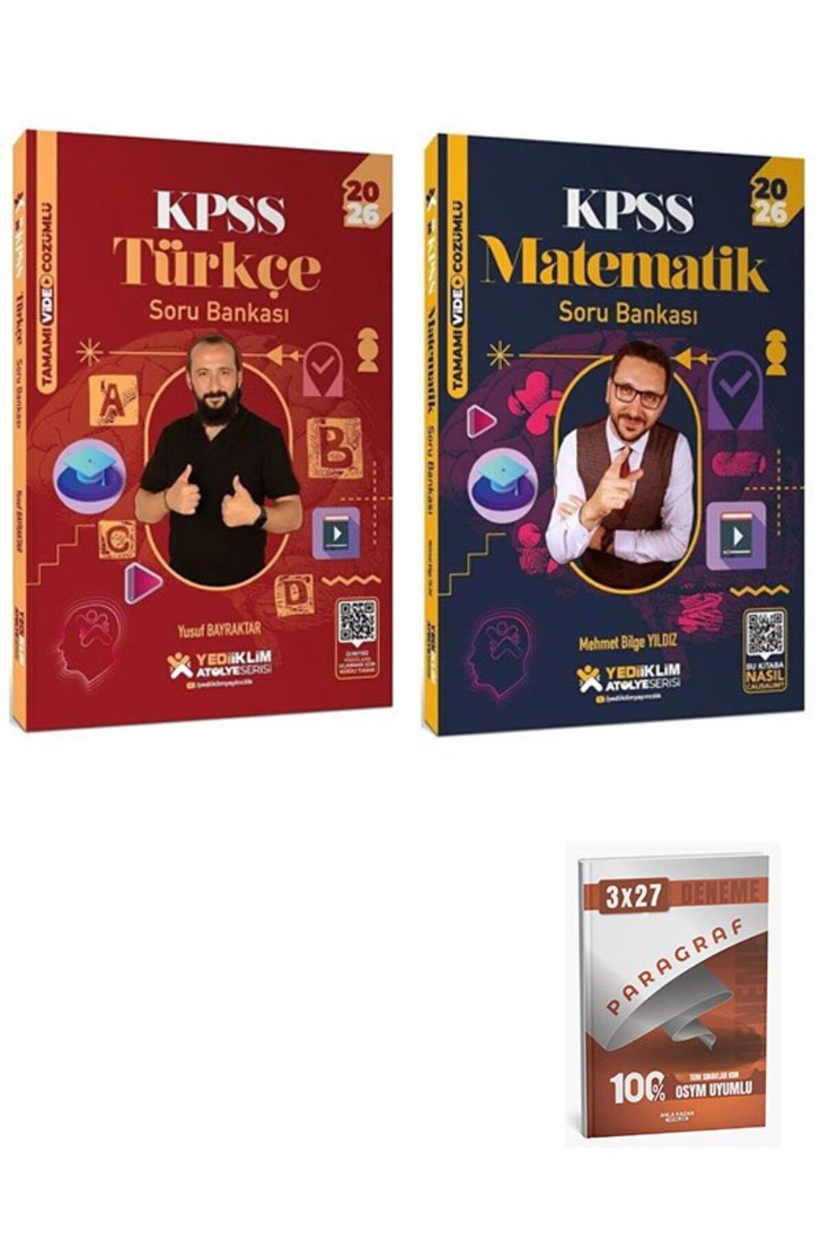 Anla Kazan Yayınları Yediiklim 2026 KPSS Türkçe + Matematik Atölye Soru Bankası 2 li Set+Anla Kazan Paragraf