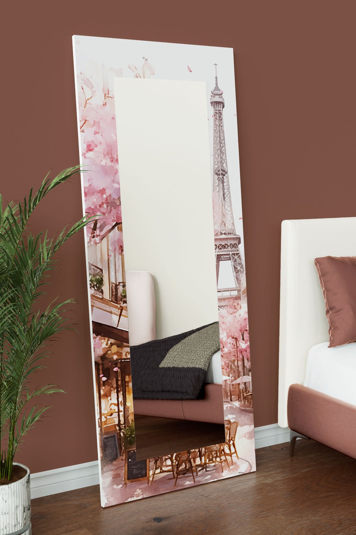 hediye kapında Eiffel Tower Baskılı Dekoratif Boy Aynası 150x60 CM
