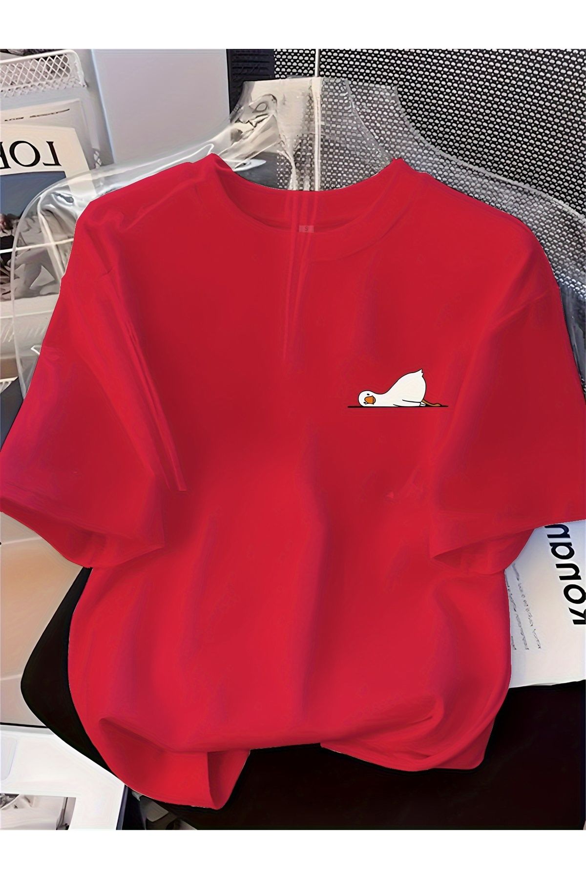 Jakinta Outdoors Baskılı Oversize Bisiklet Yaka Tişört – Pamuk Penye 2 İplik | Unisex & Günlük Rahat