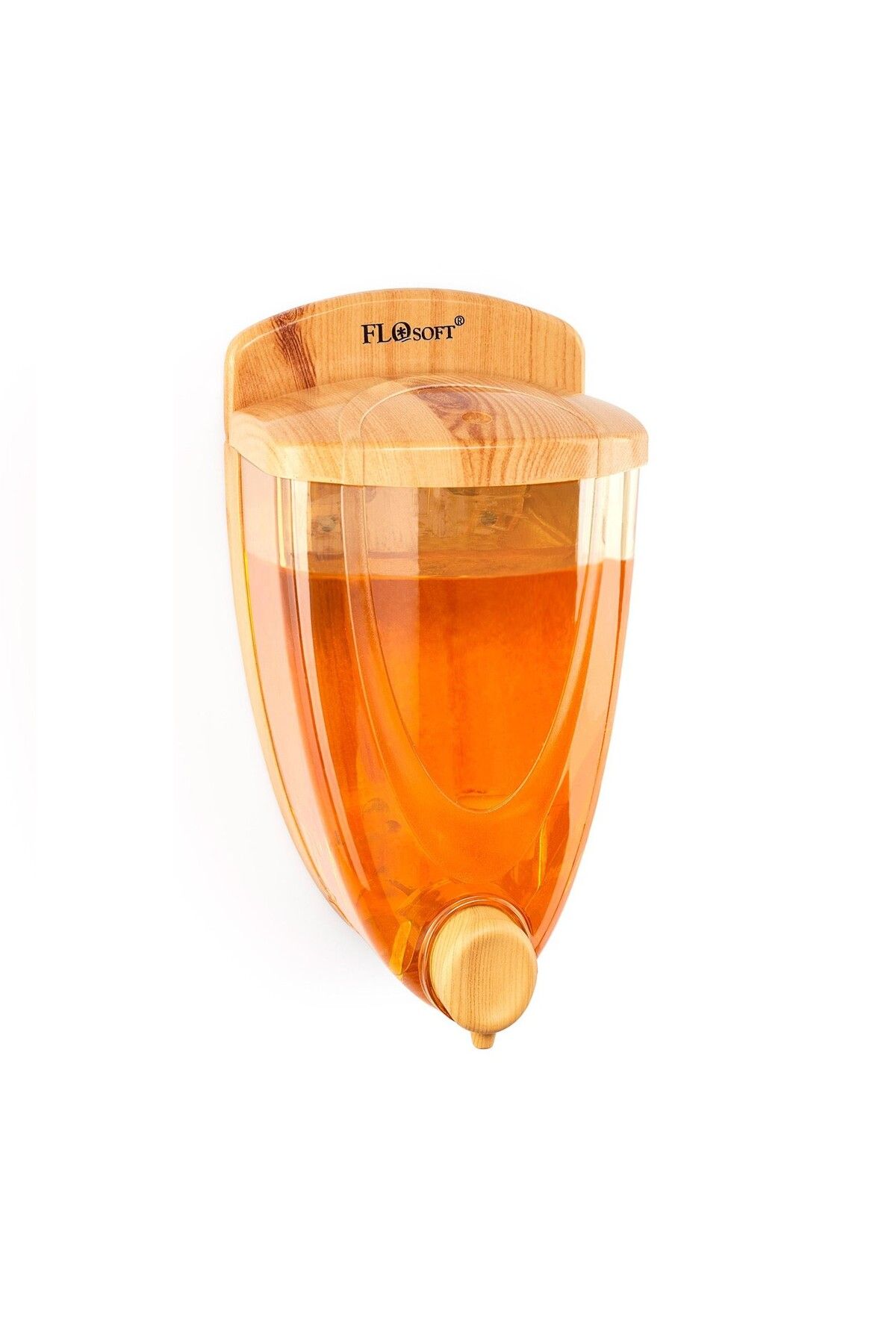 Trendylife Duvara monteli flosoft sıvı sabunluk ahşap görünümlü 650 ml.