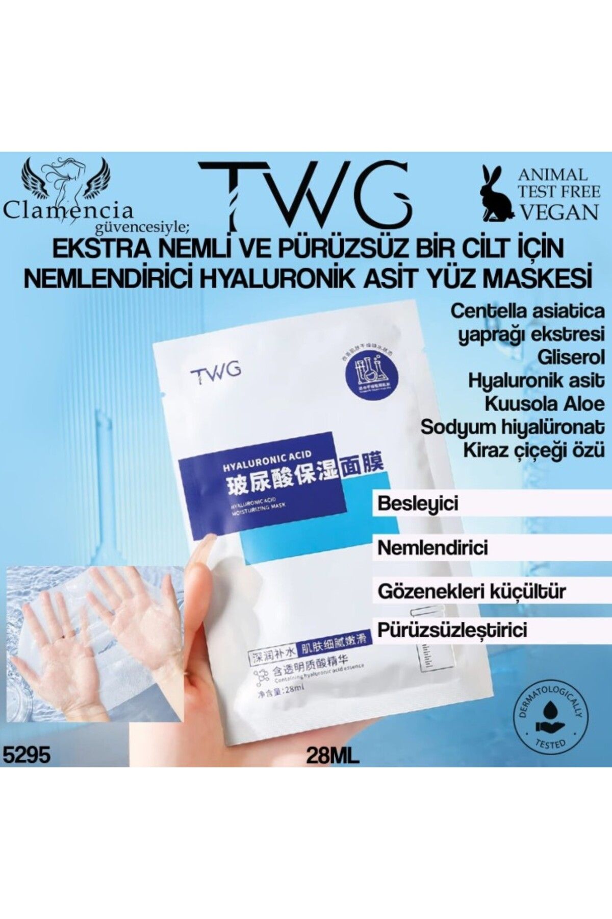 twg Clamencia TWG Nemlendirici Hyaluronik Asit Yüz Maskesi