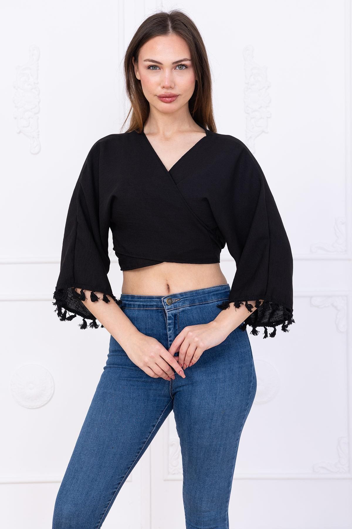 SENSTIL Bağlamalı Bluz Siyah SS2747