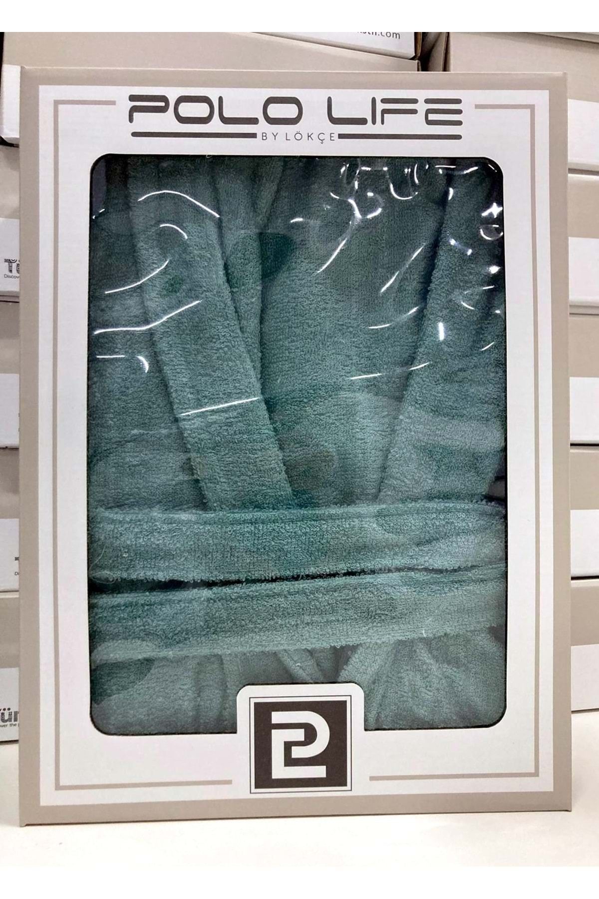 polo life Kutulu Bamboo Tek Bornoz Şalyaka-Yeşil (XL Beden)