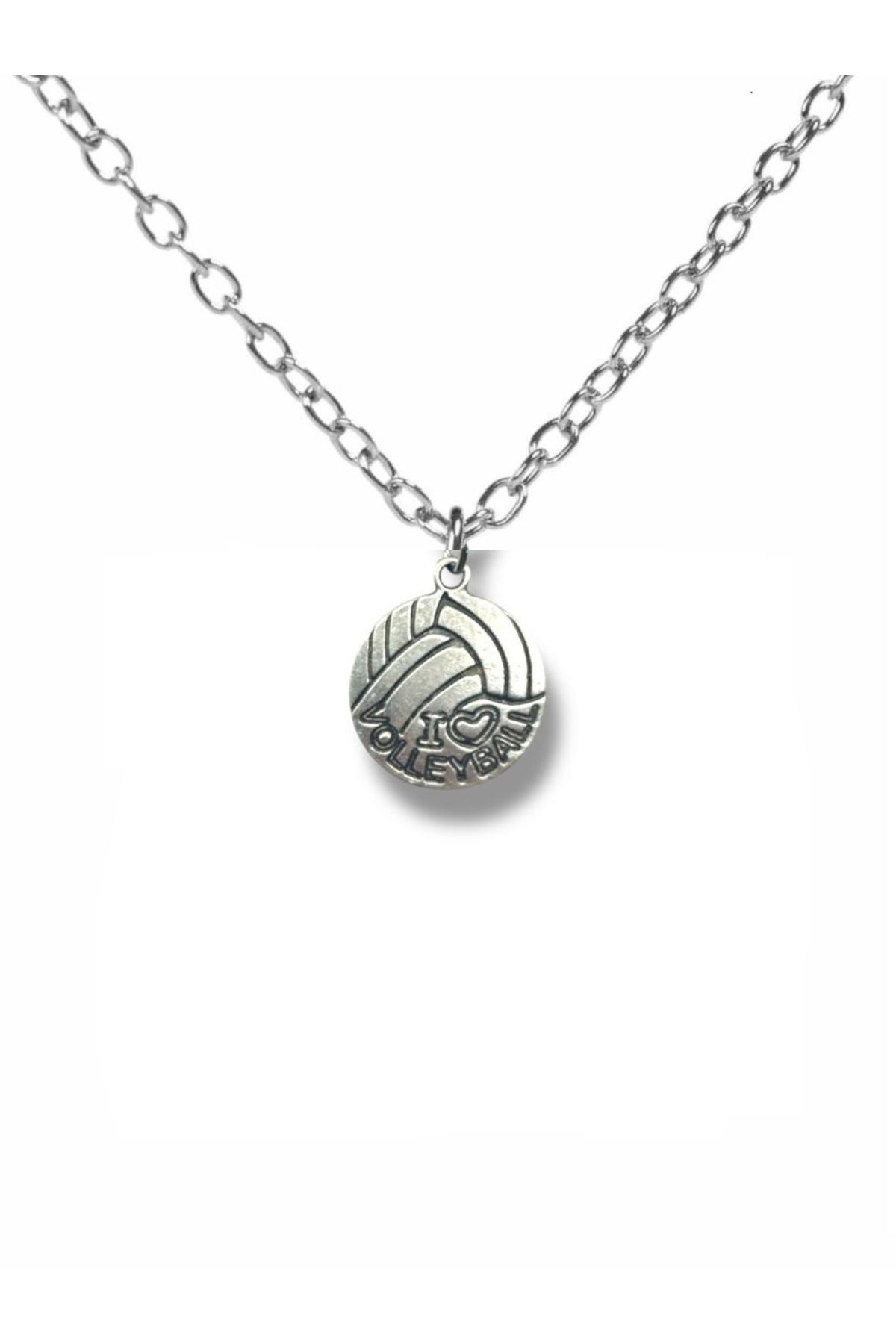 Herşey Nota Serve & Spirit – Voleybol Yazılı Top Figürlü Unisex Kolye (60 cm Zincirli)