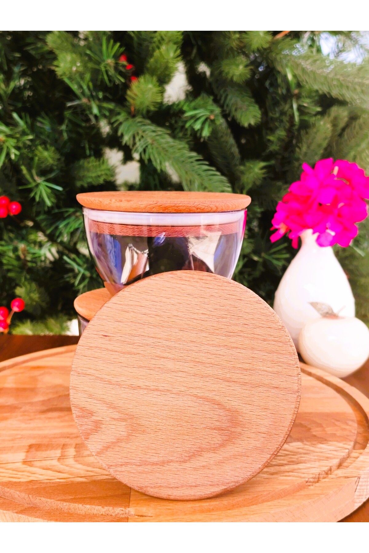 Madame Coco-Florian Wooden Lid Storage Container Set of 3 - 380ml 4