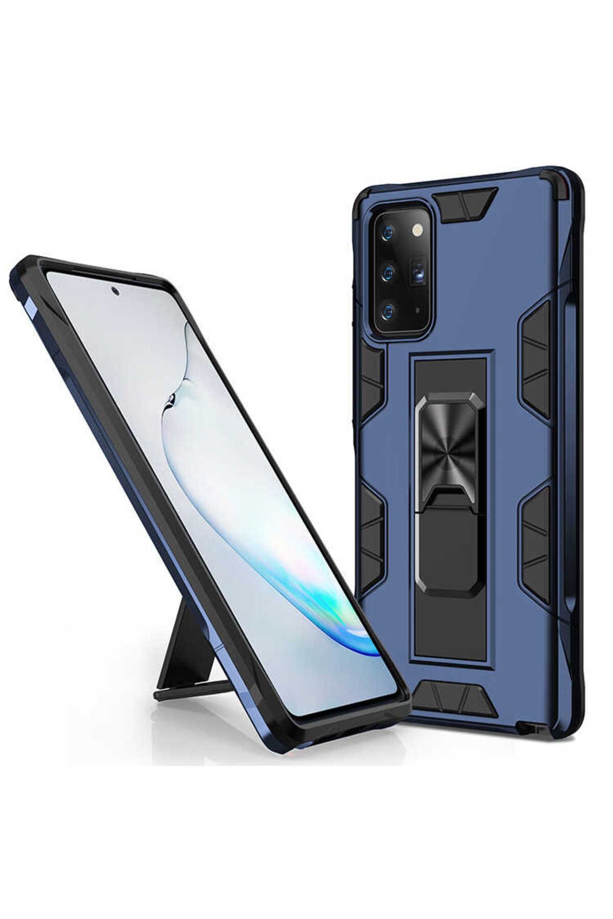 halkhouse Galaxy Note 20 Kılıf Zırhlı Tank Korumalı Standlı Sert Silikon Volve Kapak