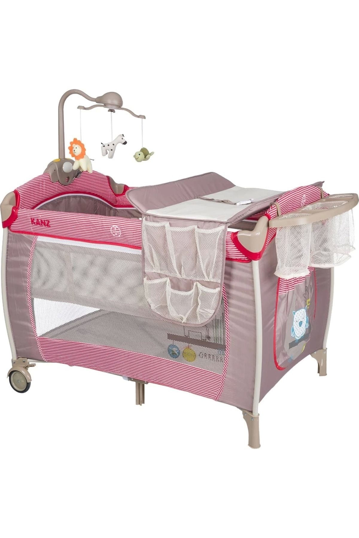 shop Kanz Hamburg 70x110cm Dönenceli Oyun Parkı Seyahat Yatağı - Kırmızı