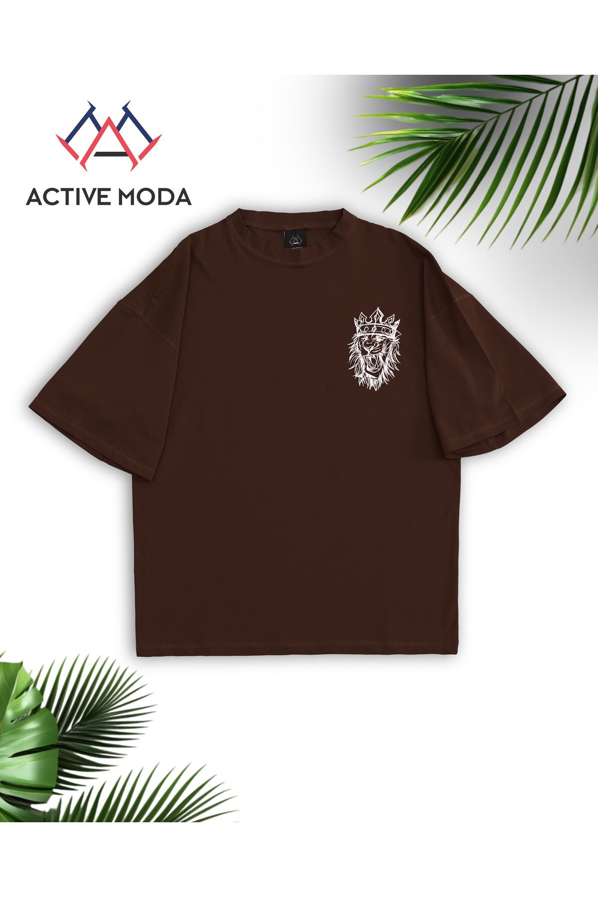 ACTIVE MODA - ERKEK KISA KOLLU TSHIRT BASKILI PAMUKLU OVERSİZE