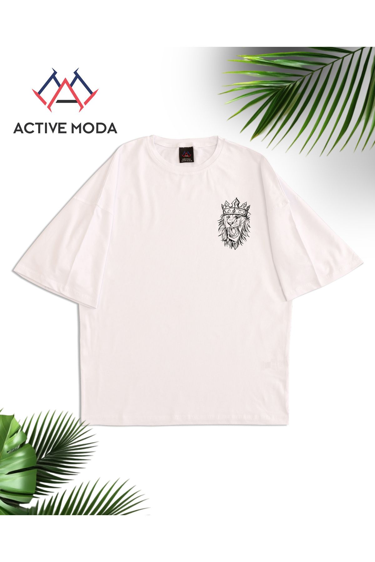 ACTIVE MODA - ERKEK KISA KOLLU TSHIRT BASKILI PAMUKLU OVERSİZE