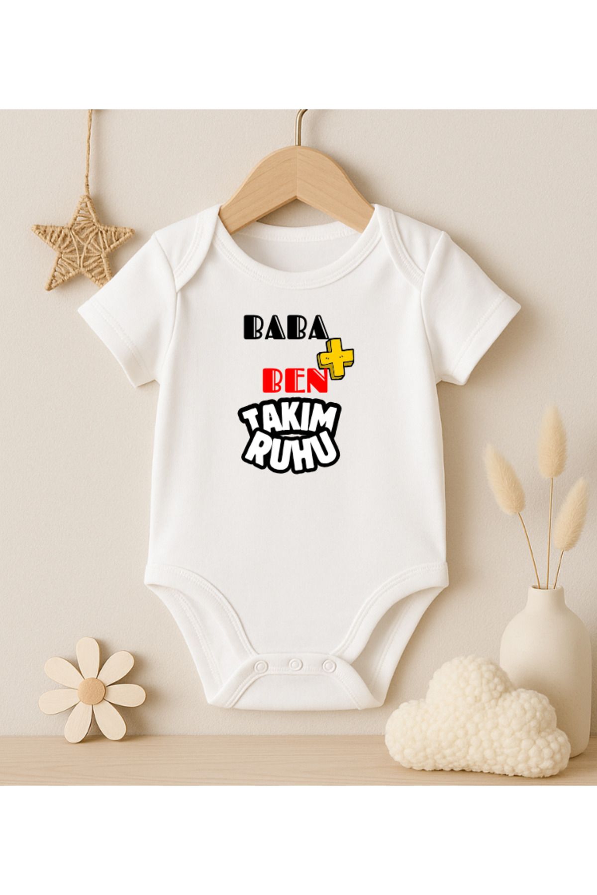 MODAT Ben Artı Babam Takım Ruhu Yazılı Baskılı Bebek badi zıbın