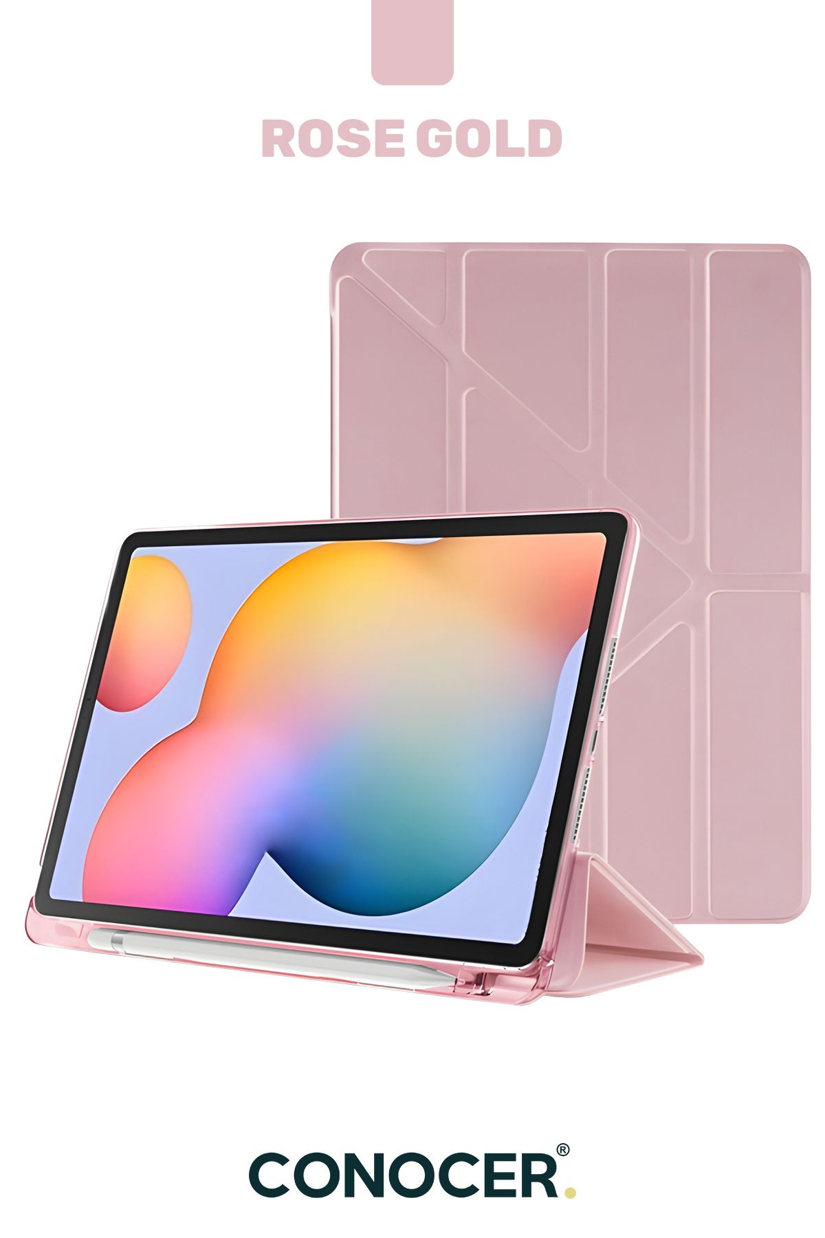 CONOCER iPad 7. 8. 9. Nesil 10.2" inç Kılıf Katlanır Kalemlikli Standlı Uyku Modlu Akıllı Kapak Tablet Kılıf