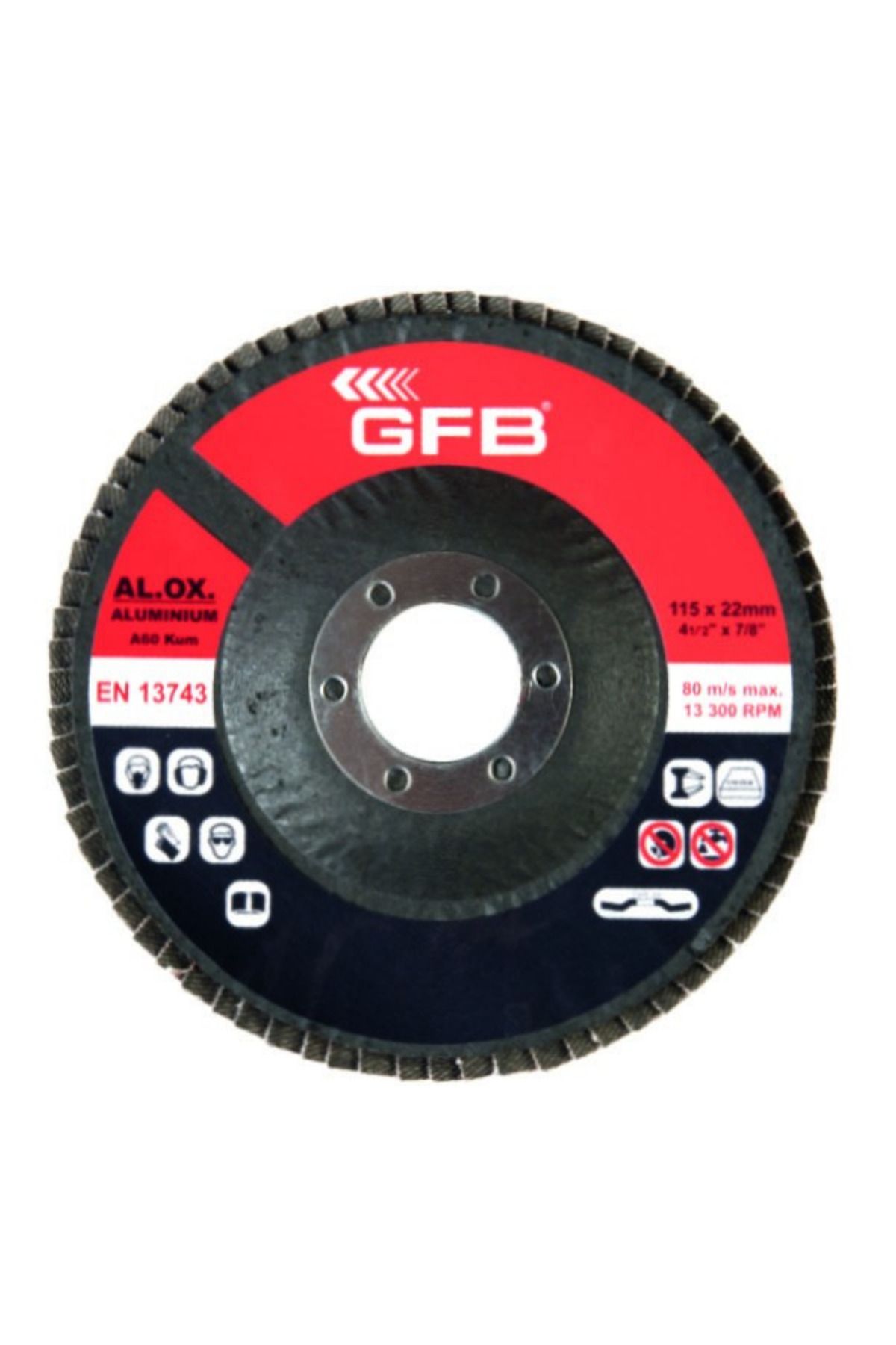 GFB ALÜMİNYUM FLAP DİSK ZIMPARA 115x120 KUM-KIRMIZI (10 Adet)