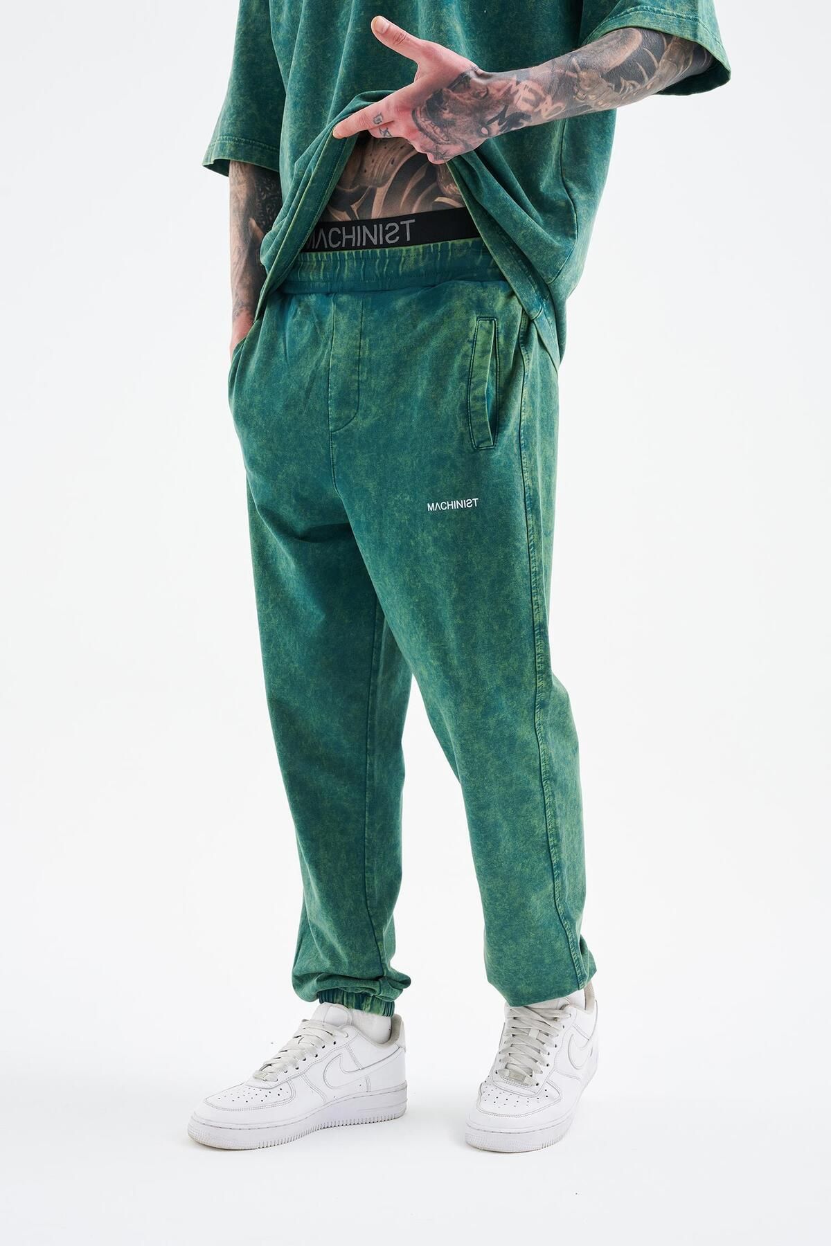 Machinist Erkek Relaxed Yıkamalı Oil Green SpottedEşofman Altı