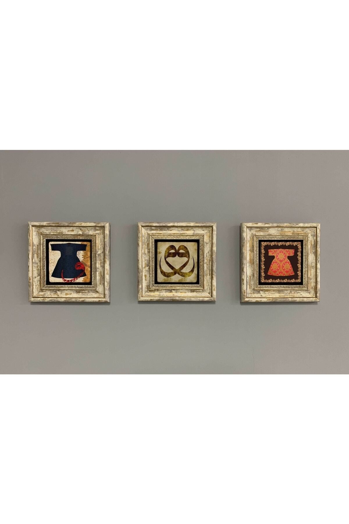 Elioure Taşlı Çerçeveli Duvar Dekoru Seti 20x20 cm, 3'lü, şık ve modern tasarım