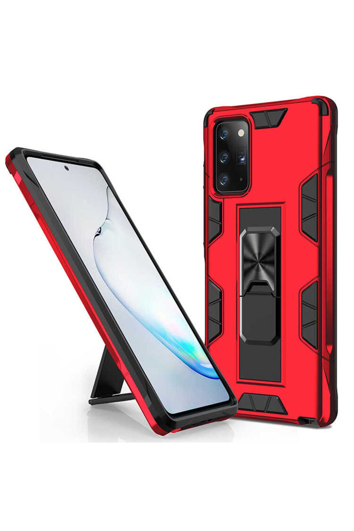 halkhouse Galaxy Note 20 Kılıf Zırhlı Tank Korumalı Standlı Sert Silikon Volve Kapak