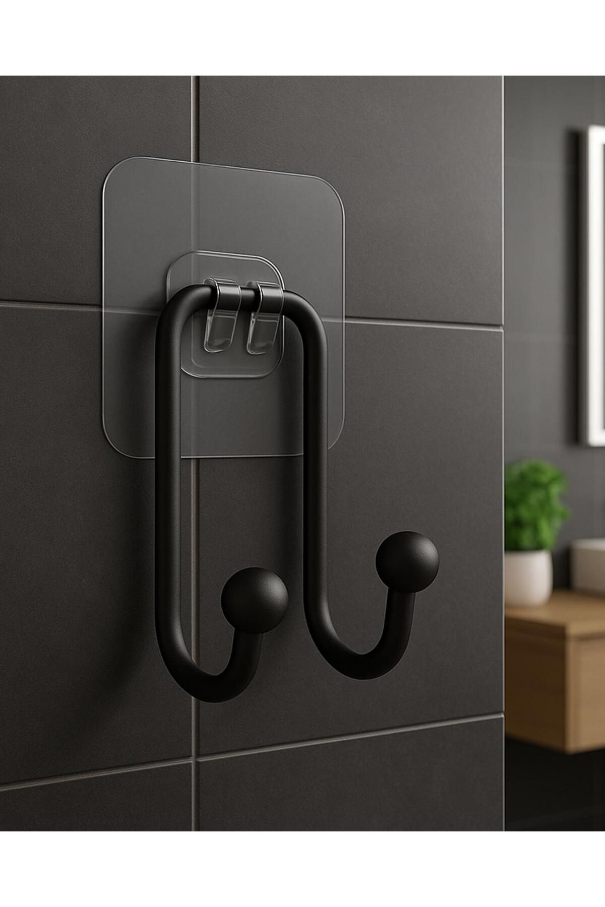 Grassi Yapışkanlı 2 Adet Çift Kancalı Banyo Mutfak Askısı Metal Askılık Duvar Askı Organizer