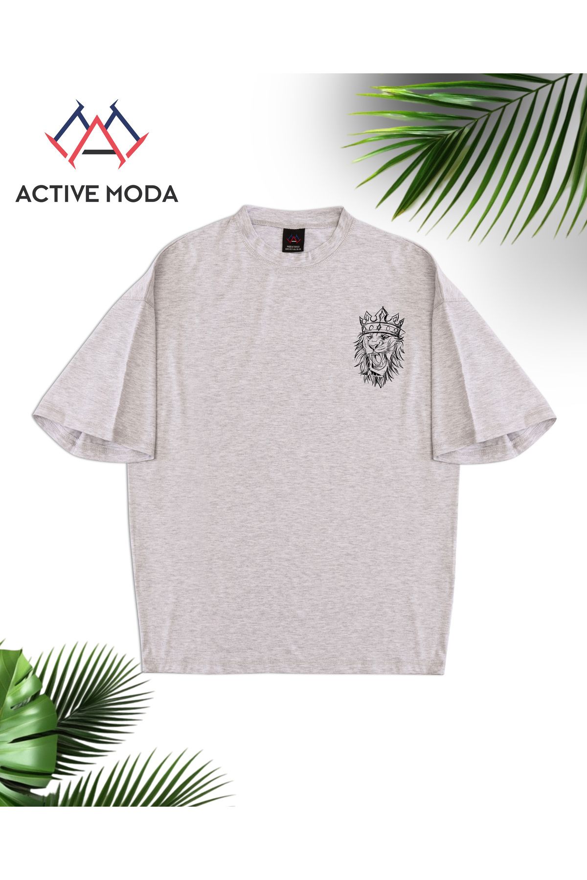 ACTIVE MODA - ERKEK KISA KOLLU TSHIRT BASKILI PAMUKLU OVERSİZE