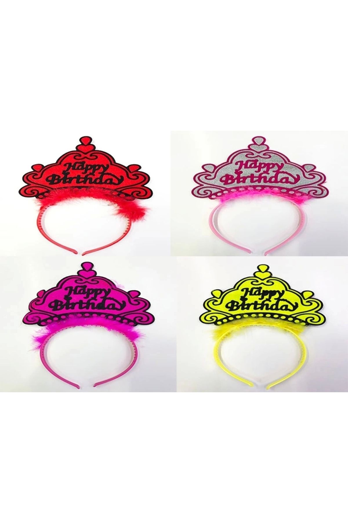 shopwave Happy Birthday Yazılı Neon Renk Taç 12 Adet (5047)