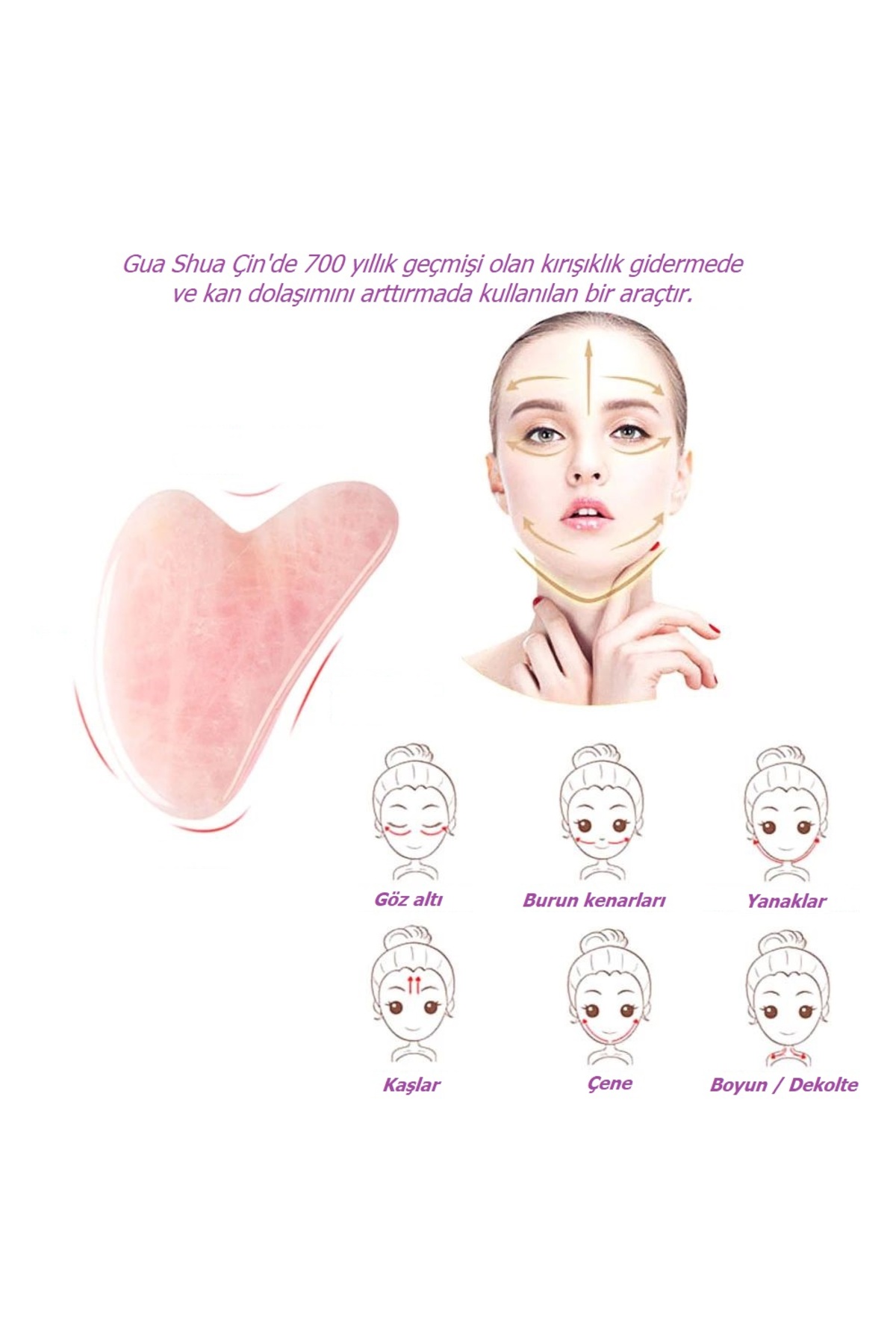 GUA SHA QUARTZ TAŞ VE ROLLER SETİ — GS1001 — تصویر 7 از 8