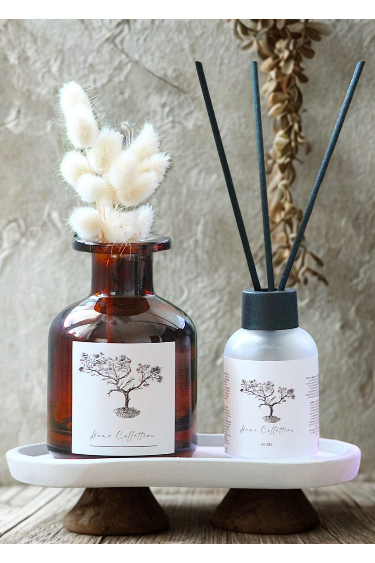 junibeliw 3 lü Set Koku Giderici Banyo Oda Kokusu Bahar Esintisi Pudra 50 ml+Amber Vazo+Altlık(ÇİÇEKSİZ)