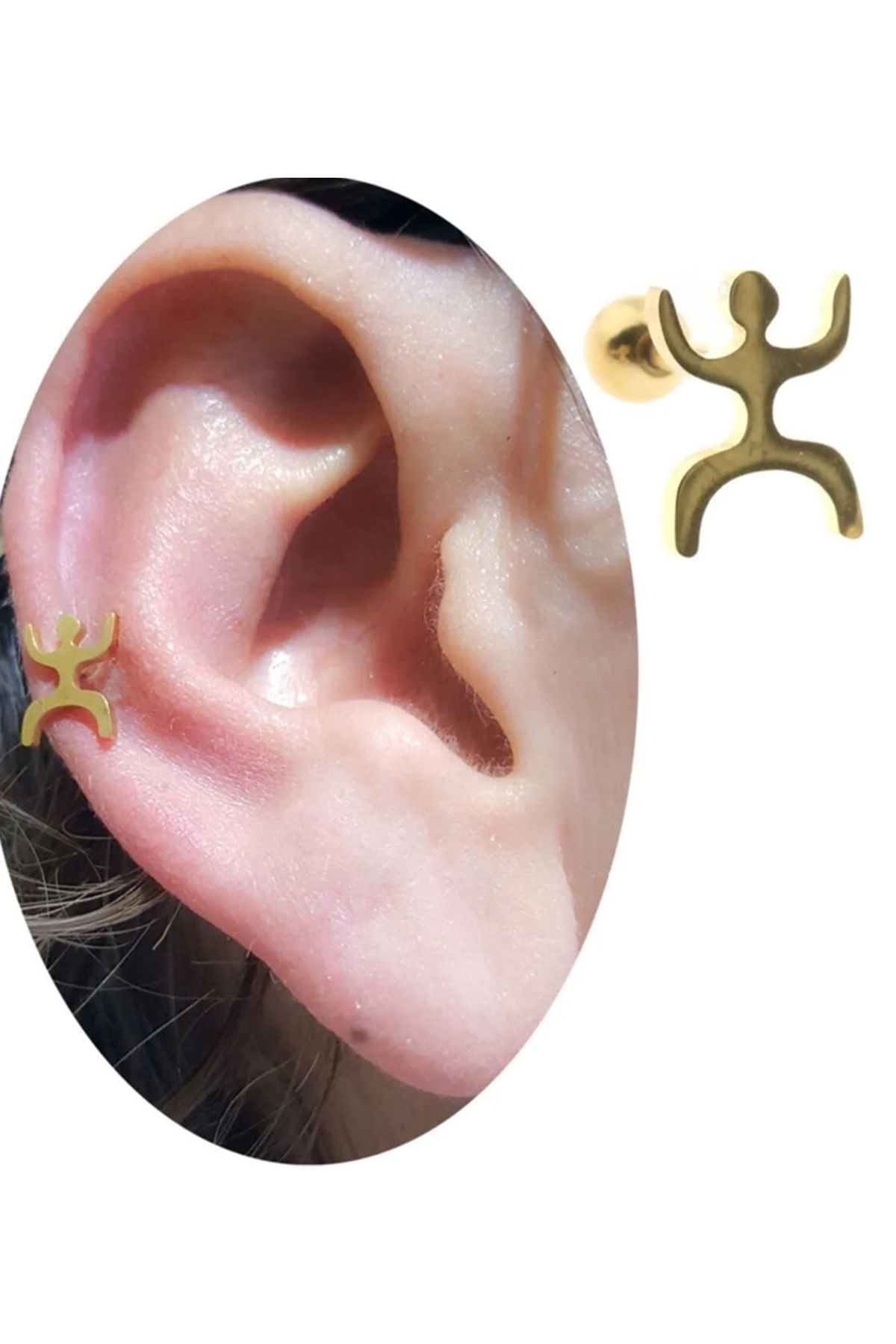 Cadının Dükkanı Çelik Gold Tragus Helix Kıkırdak Piercing