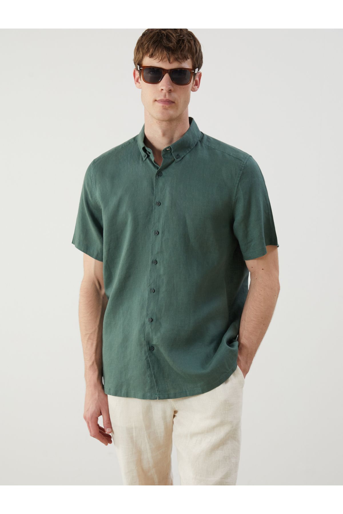 LC Waikiki Regular Fit Kısa Kollu Keten Erkek Gömlek