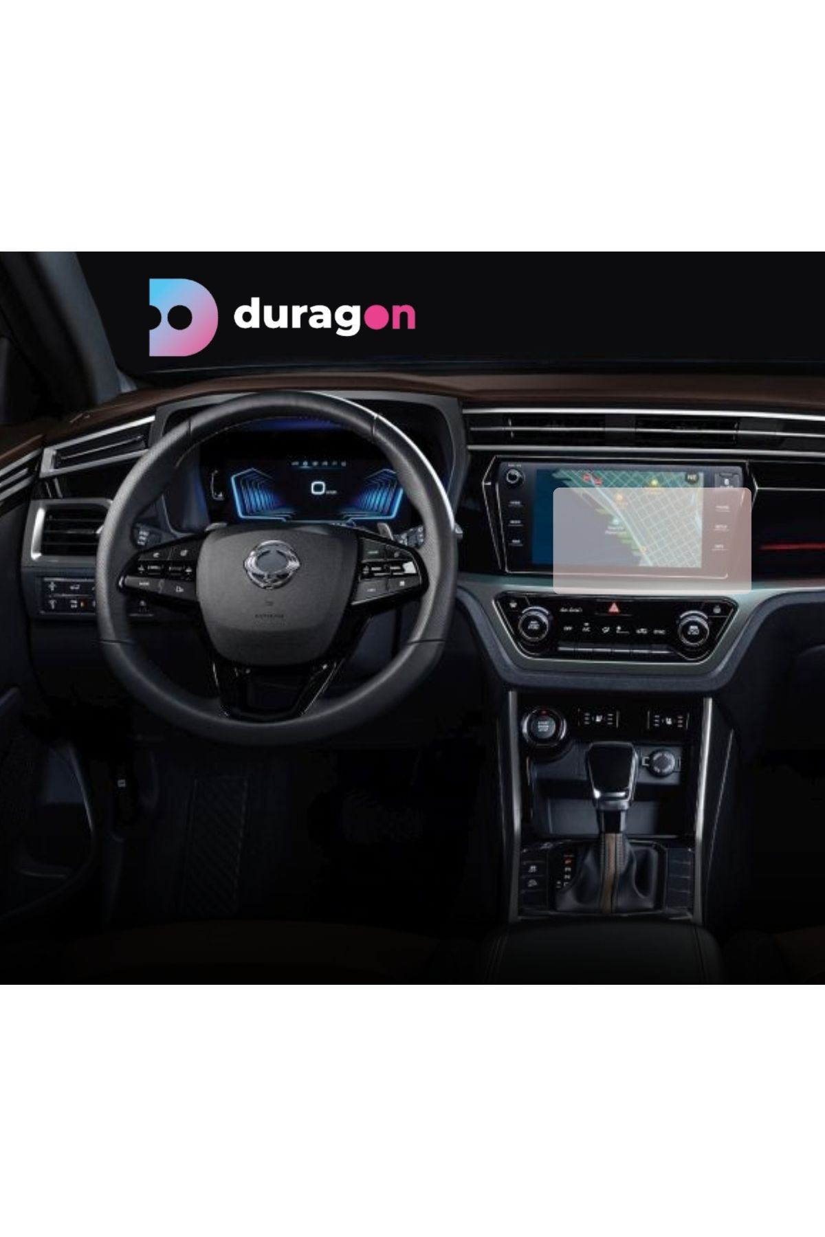 Ssangyong Kyron-Duragon navigation display protection film, for Ssangyong Korando 2019+, matte, installation kit 2