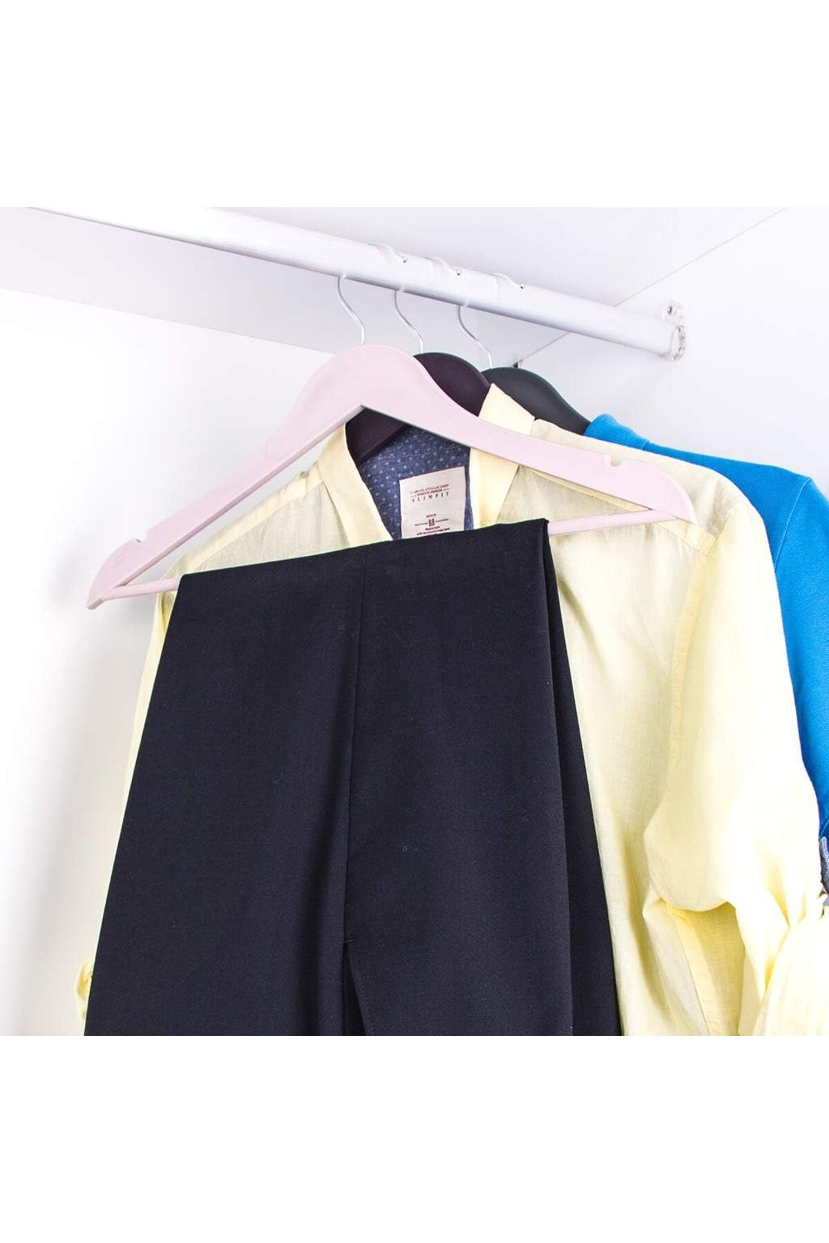 GenelTedarik AHŞAP GÖRÜNÜMLÜ ELBİSE PANTALON DOLAP ASKISI BEYAZ ASKI 3LÜ
