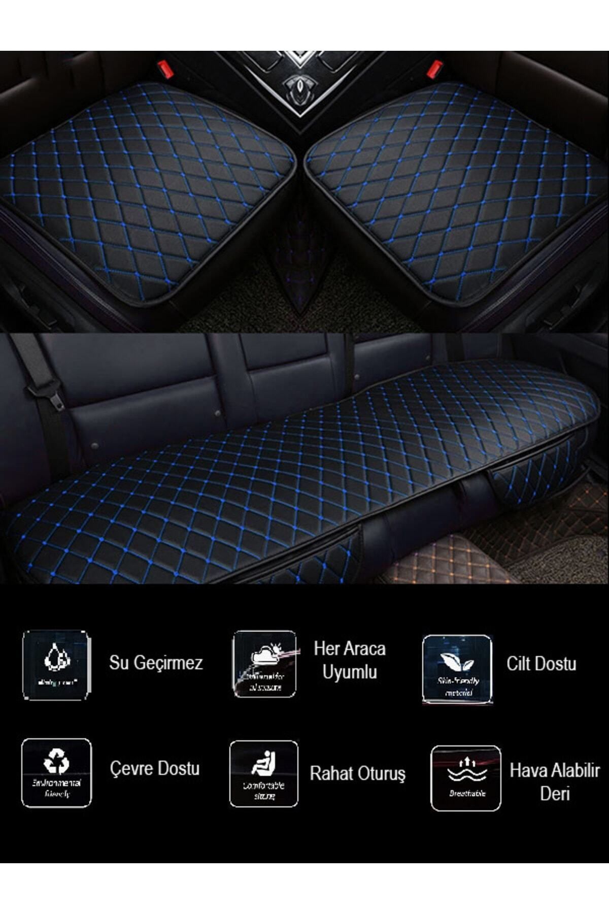teknotrust Siyah ve Mavi Dikişli Koltuk Minderi, Hatchback, 2017 ve sonrası uygun