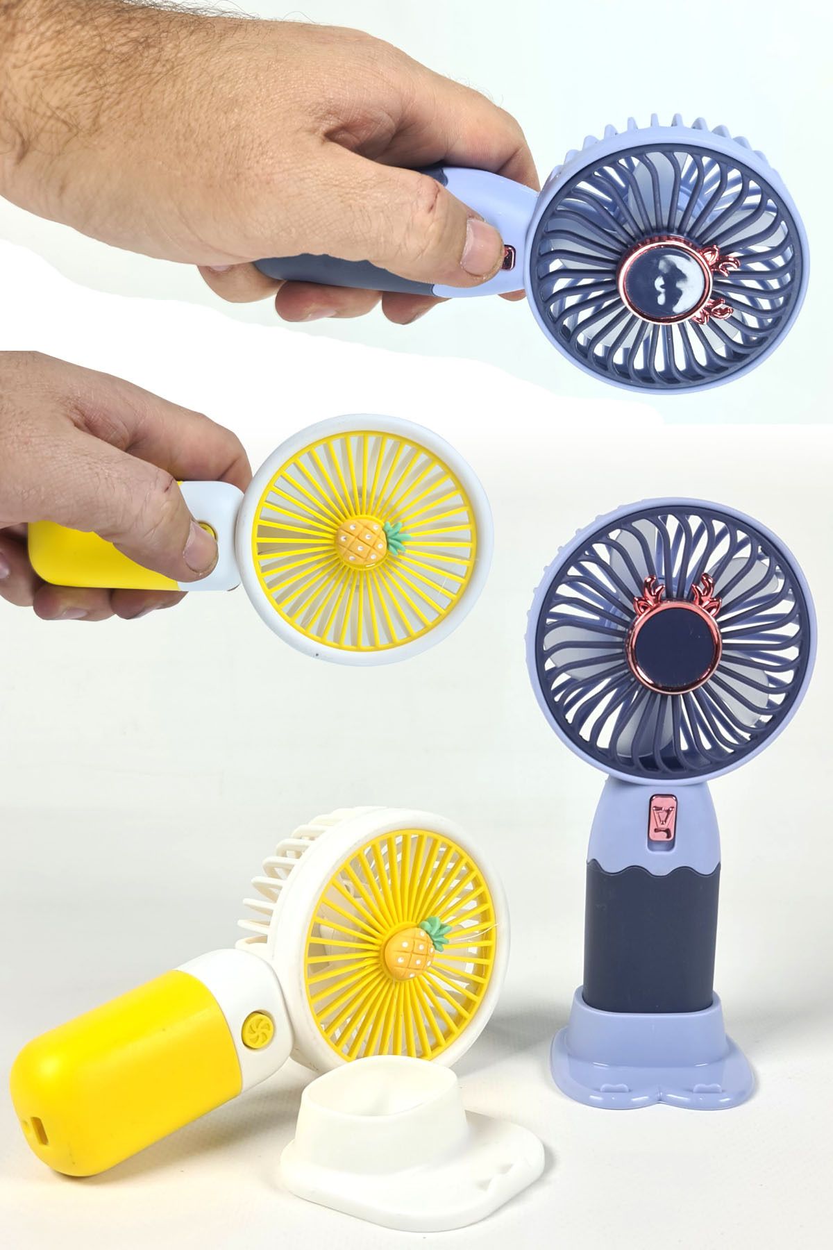 Binbirreyon Şarjlı Mini El Fanı Vantilatör ve Mas Üstü Stand Seti Ultra Sessiz 15cm NC031