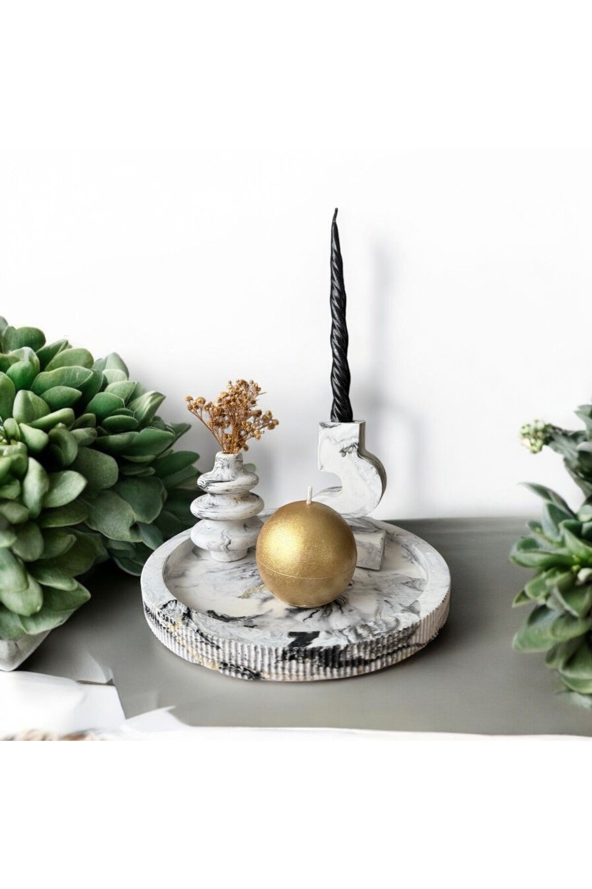 Milanopari Golden Sphere Mermer Görünümlü Set