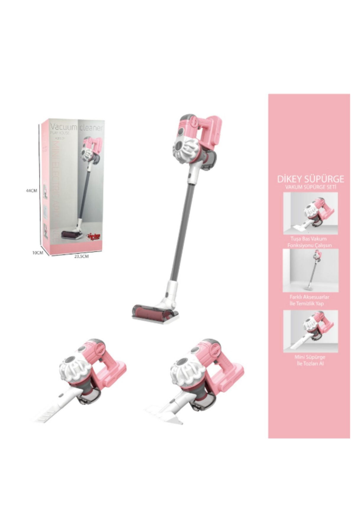 Boratila Toys Dikey Elektrik Süpürgesi Oyuncak PEMBE