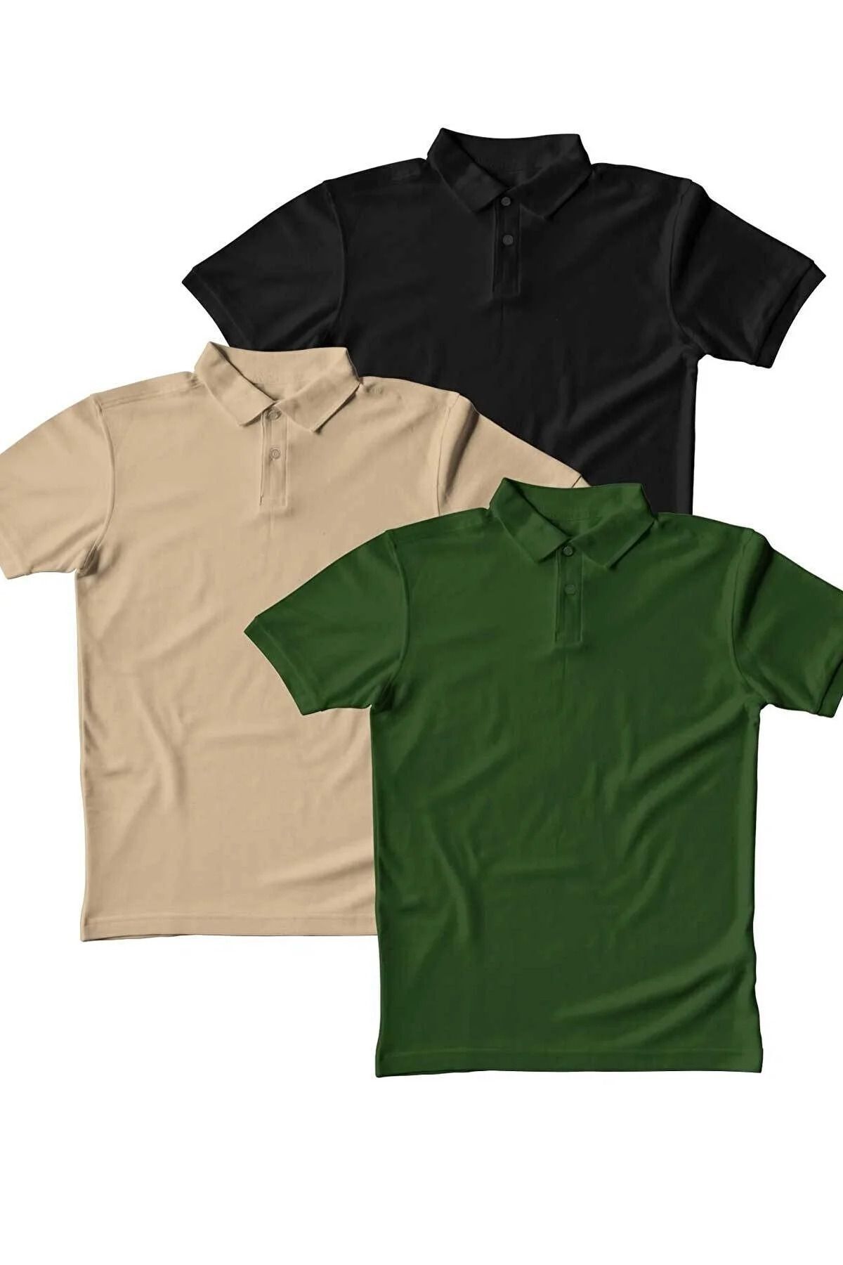 teknotrust Renkli 3'lü Polo Yaka T-shirt Seti, şık ve rahat kombinler için ideal