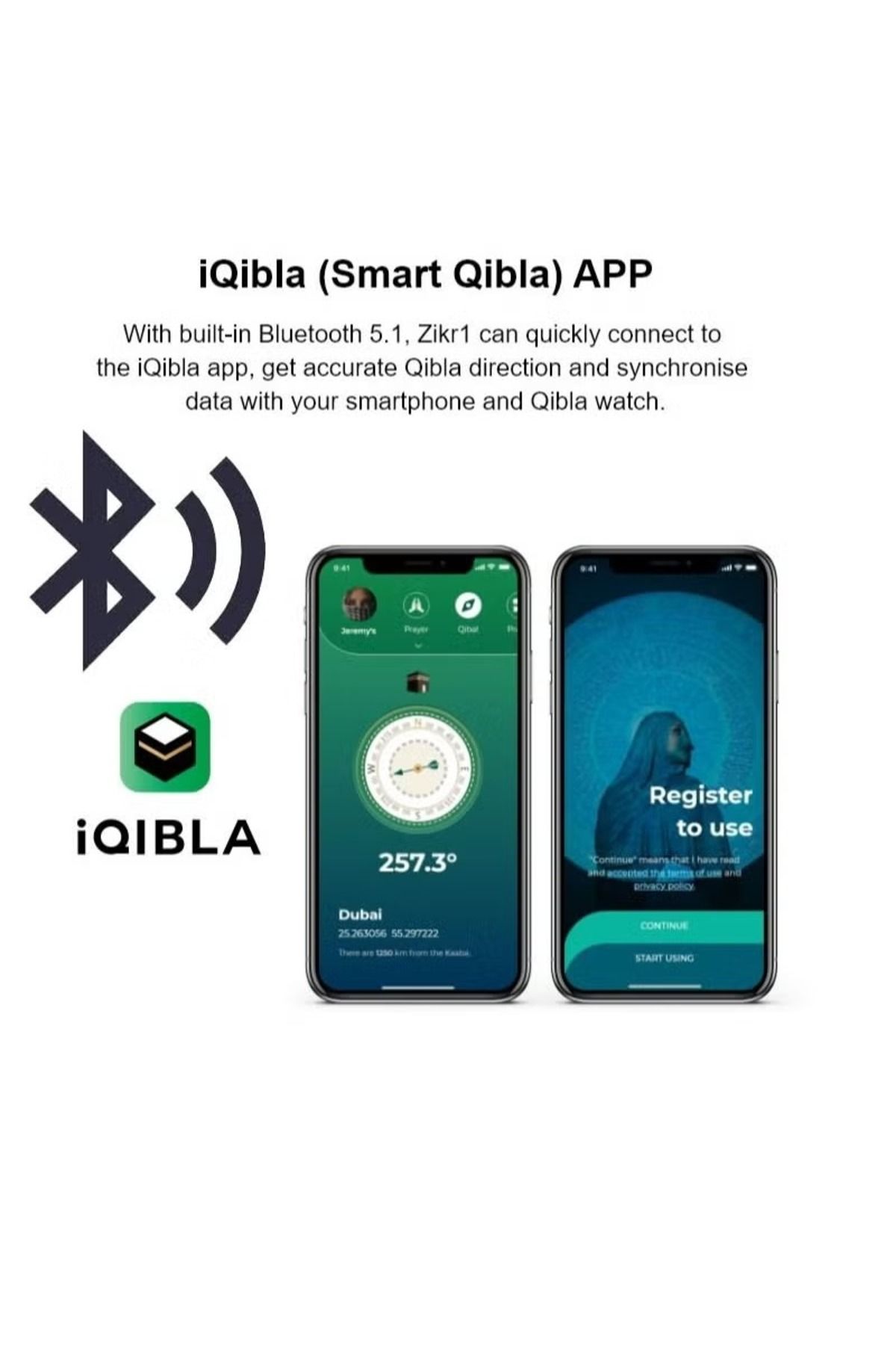 iqibla-خاتم ذكر ذكي مقاس 22 مم مع تذكير بالاهتزاز وعداد تسبيح واتصال بلوتوث 3