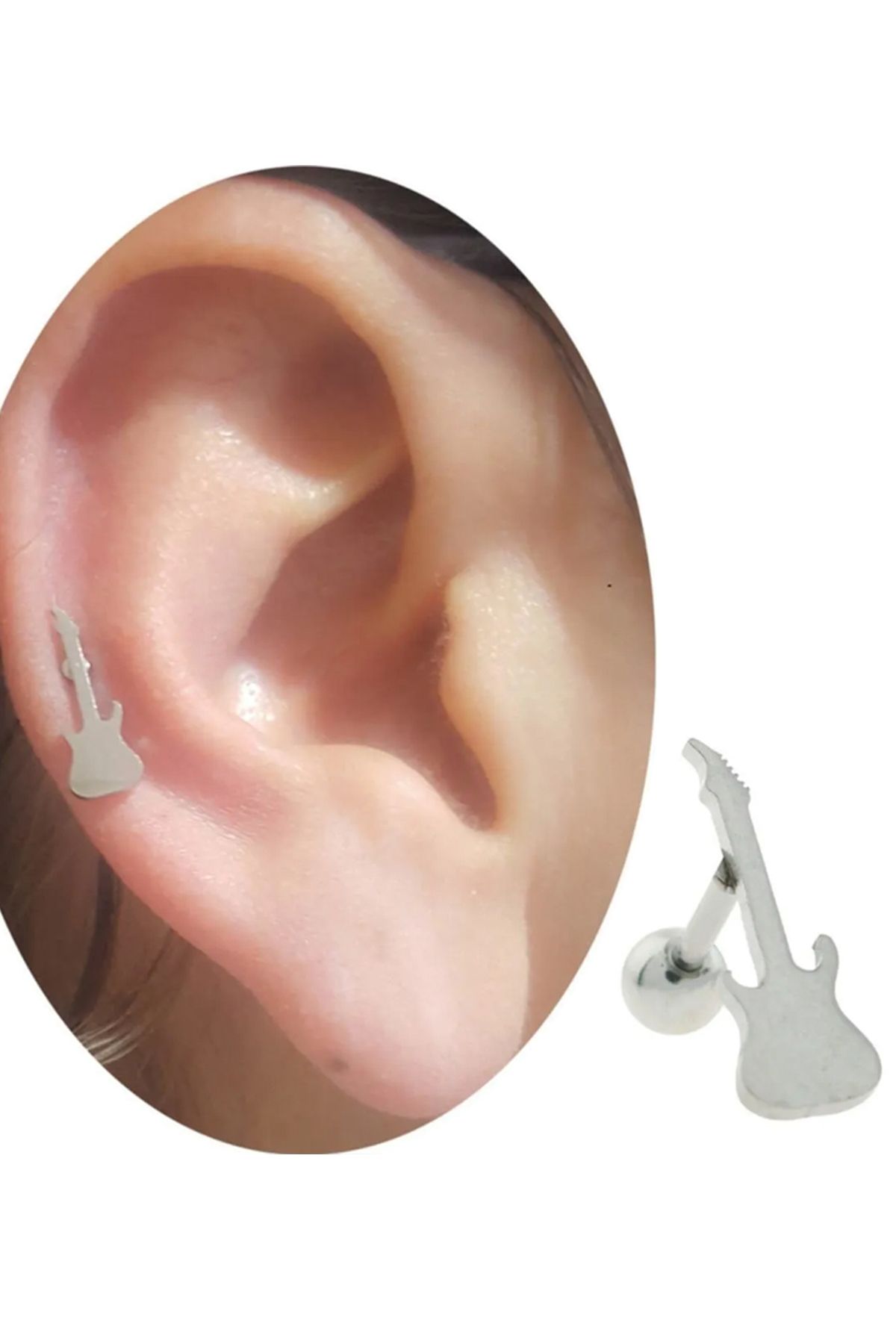 Cadının Dükkanı Çelik Gitar Tragus Helix Kıkırdak Piercing