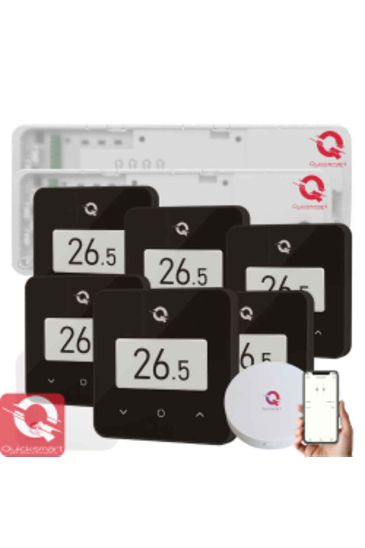 Quicksmart-Kit Automatizare Pardoseala Wireless Q20, Controller 2x 8 zone, 6x termostat Q30, Gateway Hub, Contr 1