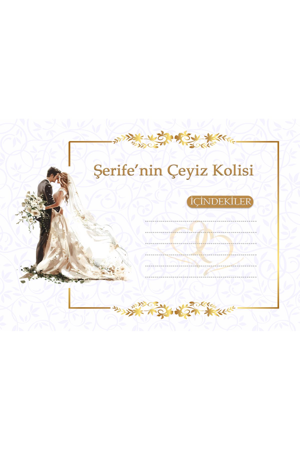 THE BIGGEST IMPACT Kişiye Özel Gelin Çeyizi Koli Etiketi Sticker A4 (10 Adet) – Renkli Kutu, Bohça, Koli etiketi
