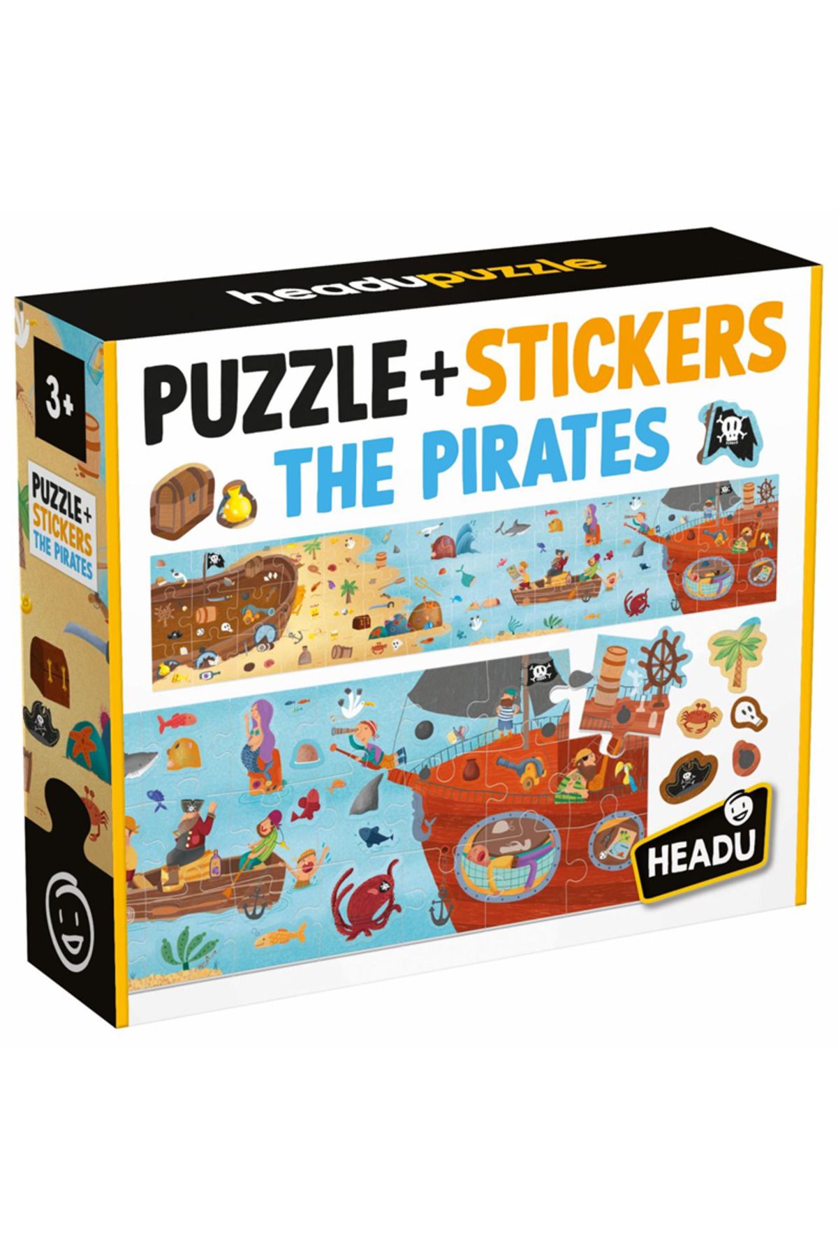 Headu PUZZLE + STICKERS THE PIRATES (+3 YAŞ)