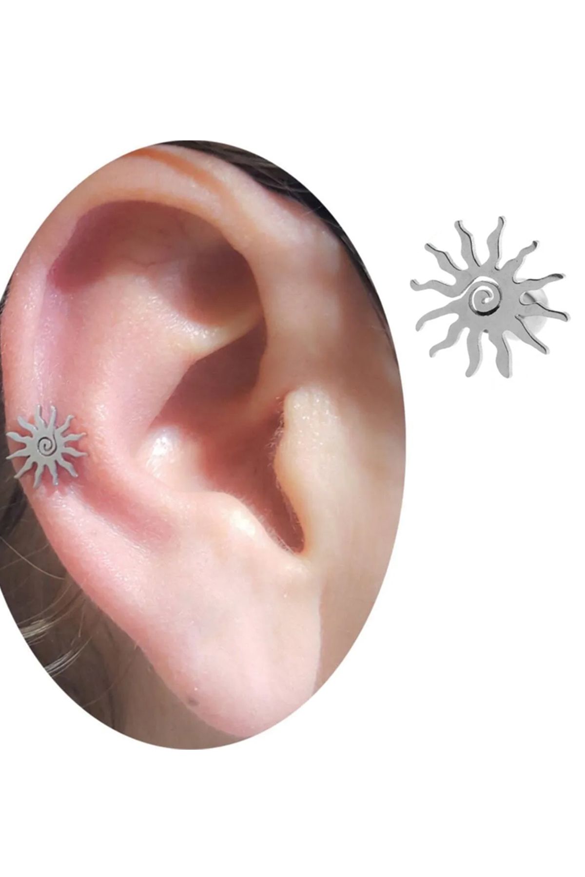 Cadının Dükkanı Çelik Güneş Tragus Helix Kıkırdak Piercing