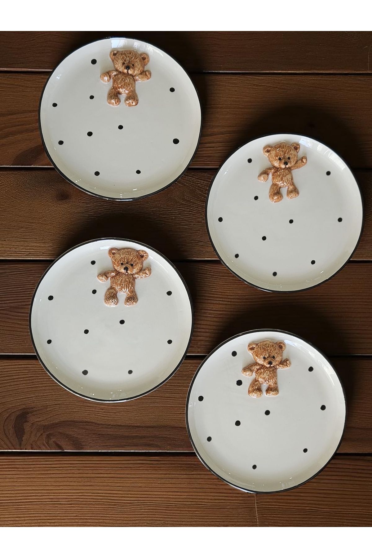 MeGgDecor Teddy Bear 4 Adet Kabartma 21cm Tabak