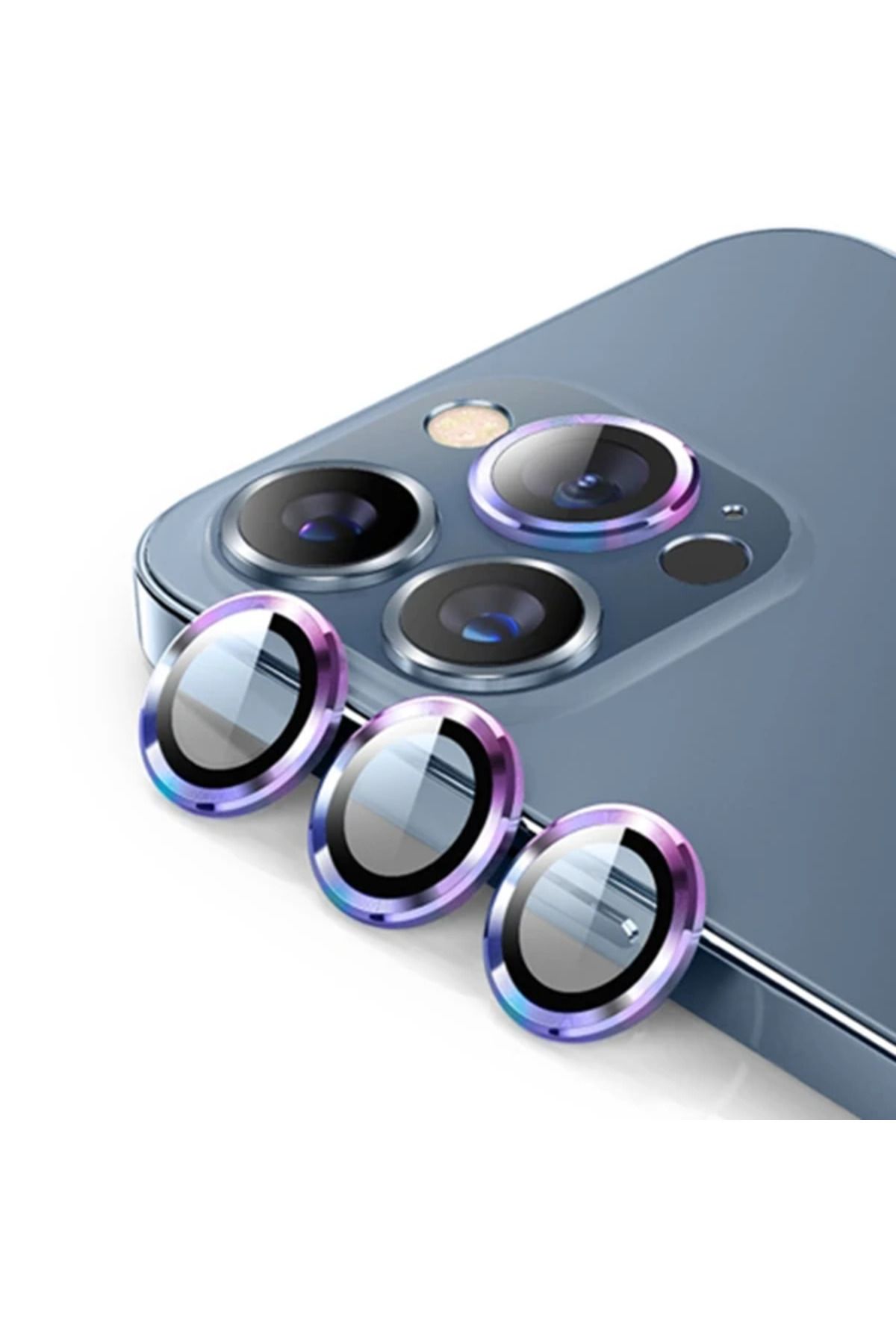 mudikonsept ALLY İPhone 13 Pro -13 Pro Max 3D Metal Çerçeveli Kamera Lens Koruyucu-(5775) - MDE9920-7713