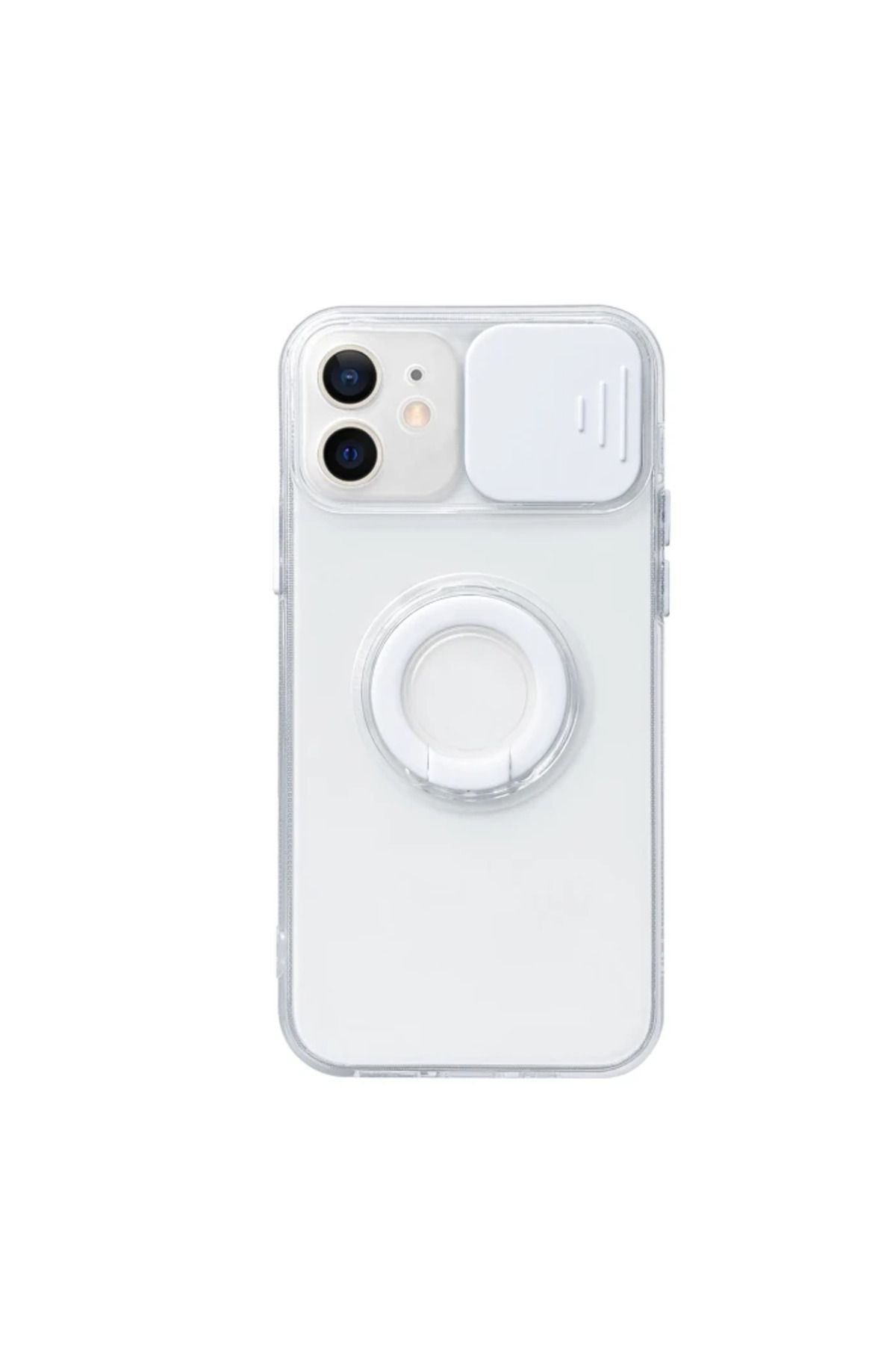 Marsilyan Ally iPhone 12 6.1inç Kılıf Sürgülü Kamera Lens Korumalı Yüzük Standlı Sil - MCT4486-1395