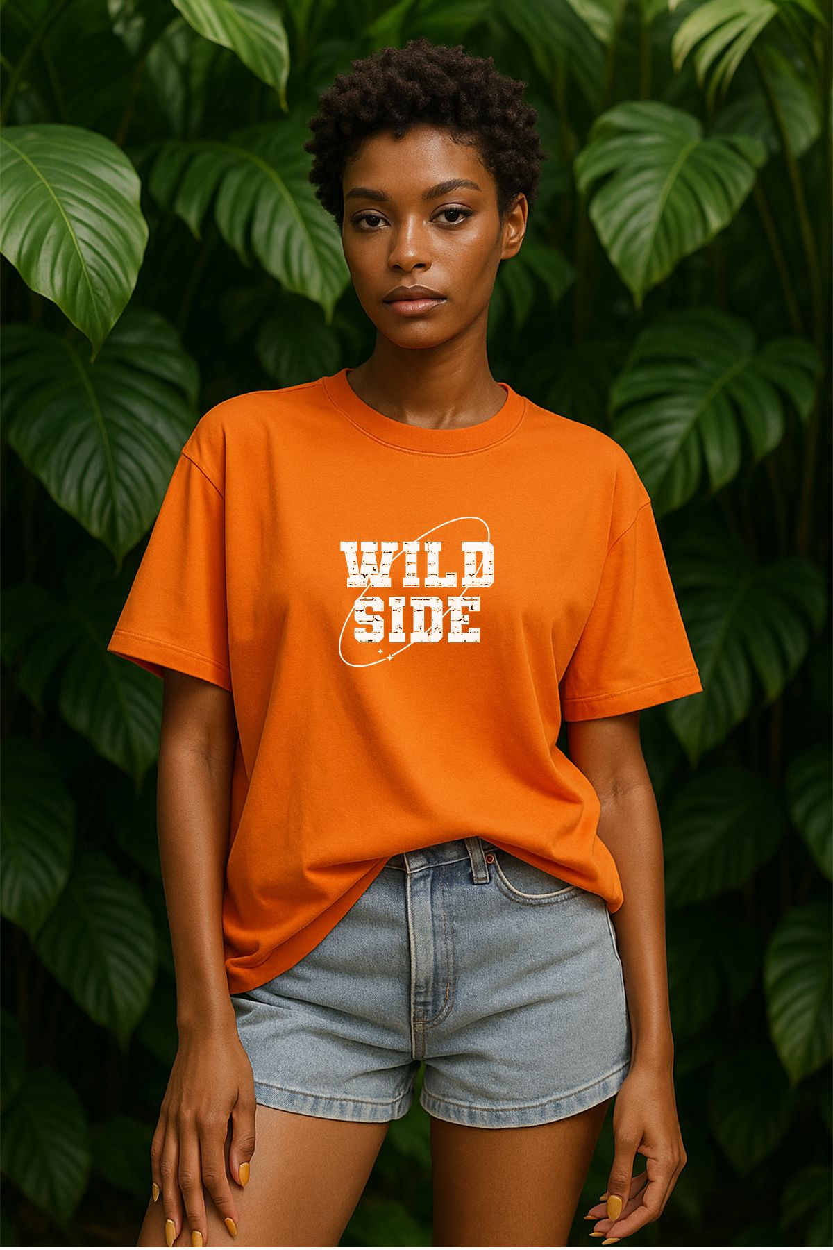 TARZ STİL Kadın Oversize Wild Side Baskılı Kısa Kollu Trend Tişört 11082