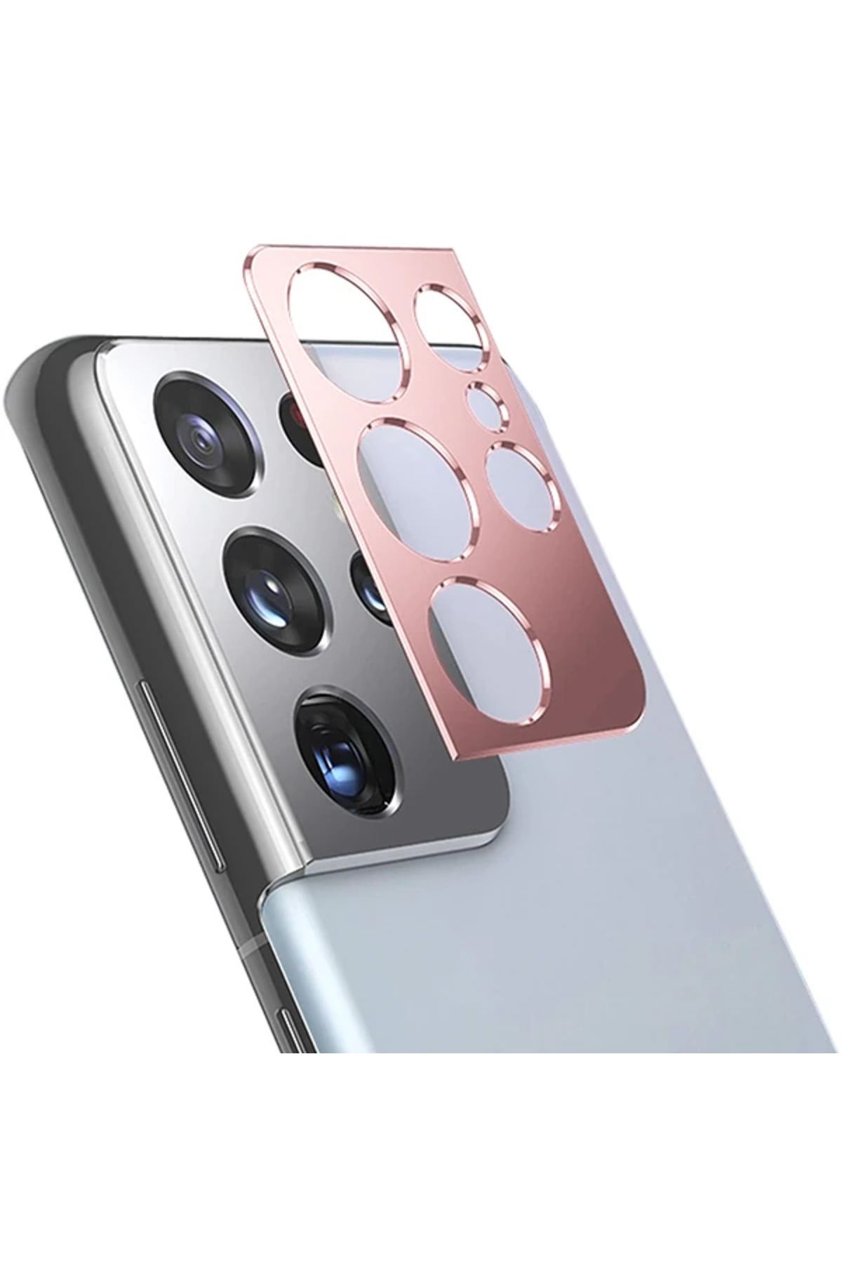 mudikonsept SM Galaxy S21 Ultra 3D Metal Kamera Koruyucu Metal Lens-(5775) - MDE7270-9871