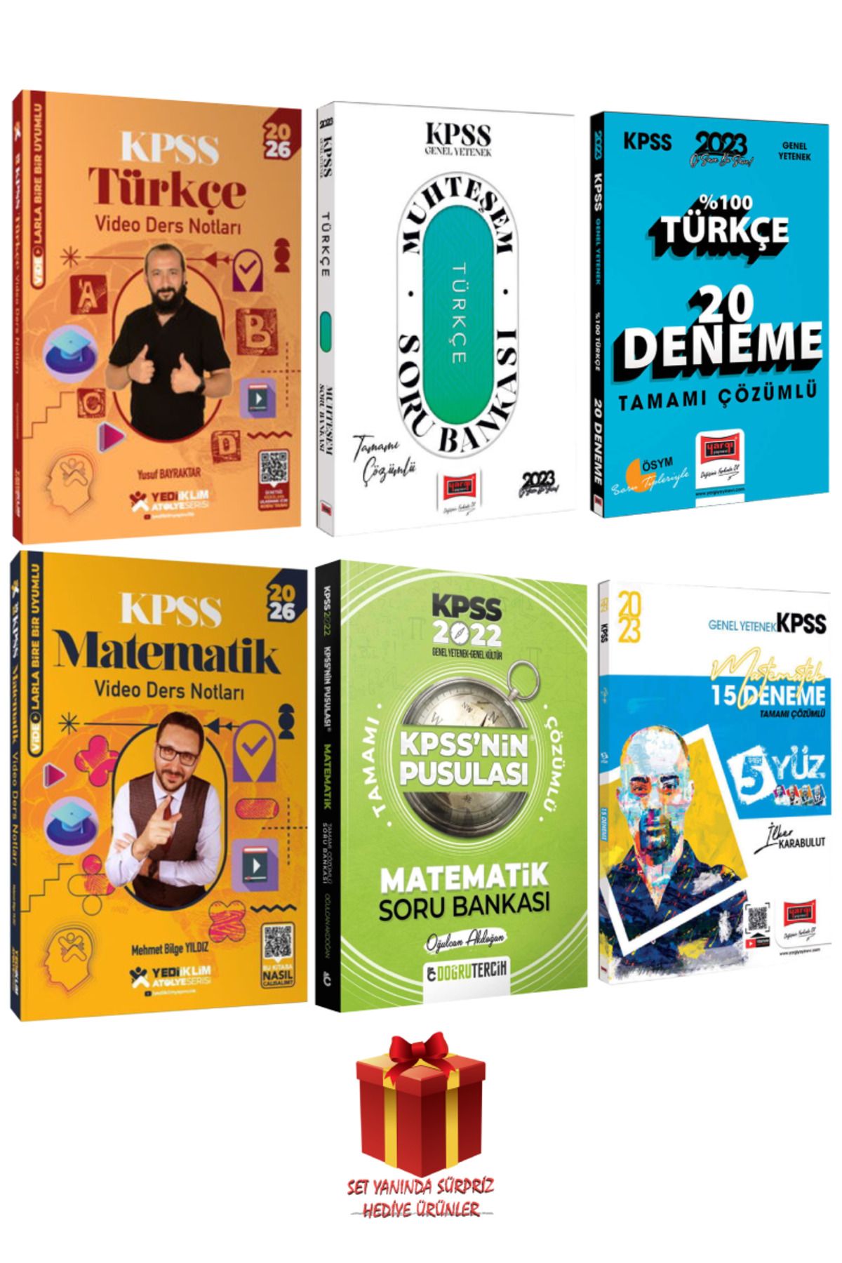Yediiklim Yayınları 2026 KPSS Türkçe - Matematik Video Ders Notu+ Soru Bankası+ Deneme+ Sürpriz Hediye